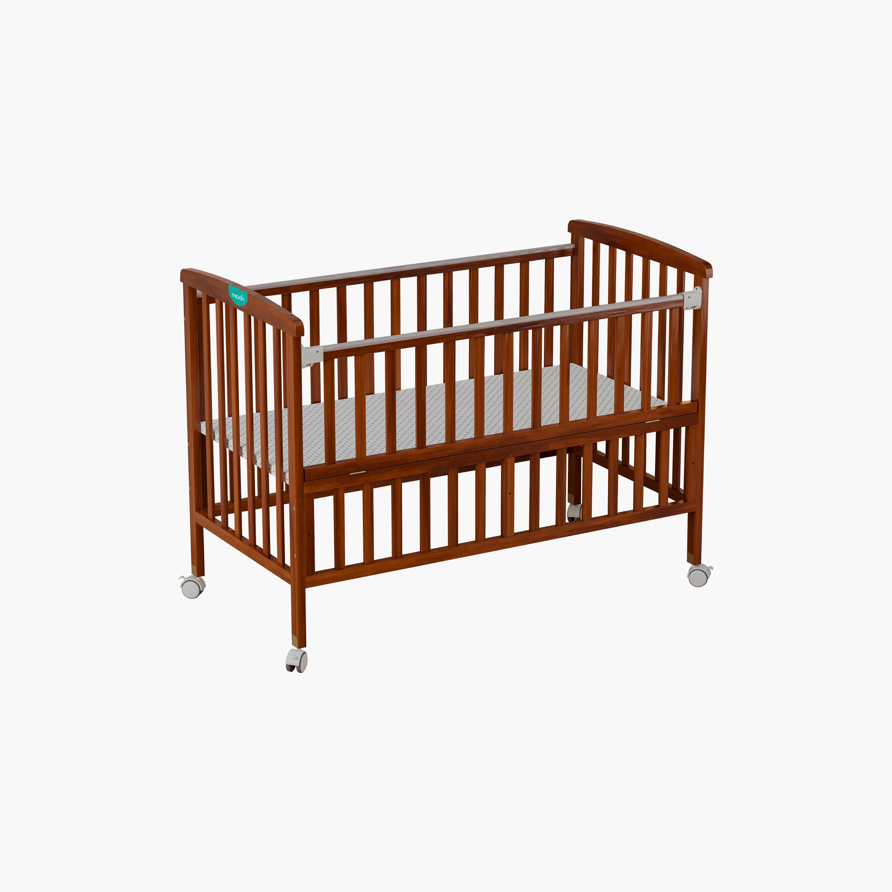 Moon Wooden Portable Crib with Installation Tools - 129 x 69 x 96 cm - Golden Brown-baby-nursery-furniture-cribsandbeds-babycribs-image-1