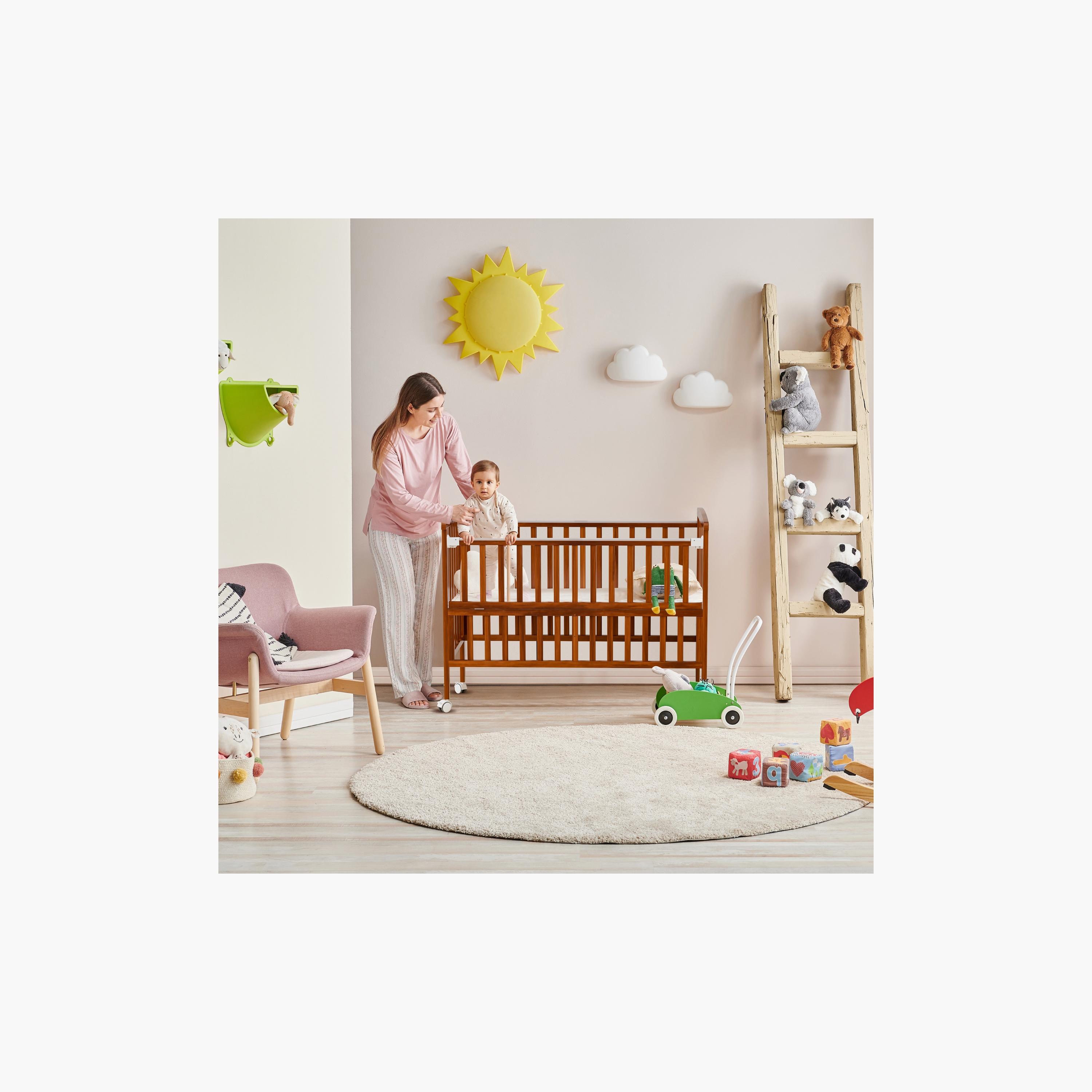 Moon Wooden Portable Crib with Installation Tools - 129 x 69 x 96 cm - Golden Brown-baby-nursery-furniture-cribsandbeds-babycribs-image-3