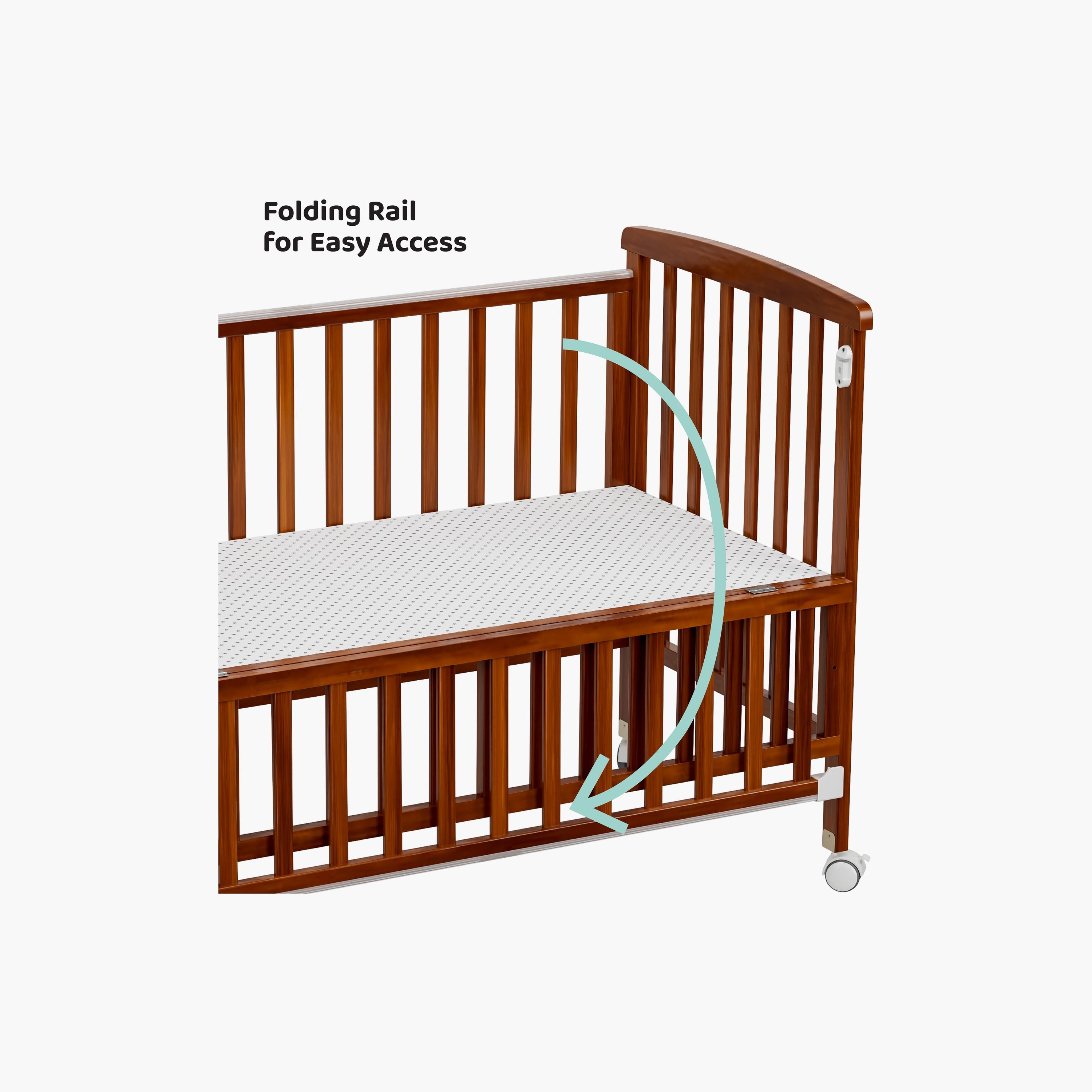 Moon Wooden Portable Crib with Installation Tools - 129 x 69 x 96 cm - Golden Brown-baby-nursery-furniture-cribsandbeds-babycribs-image-4