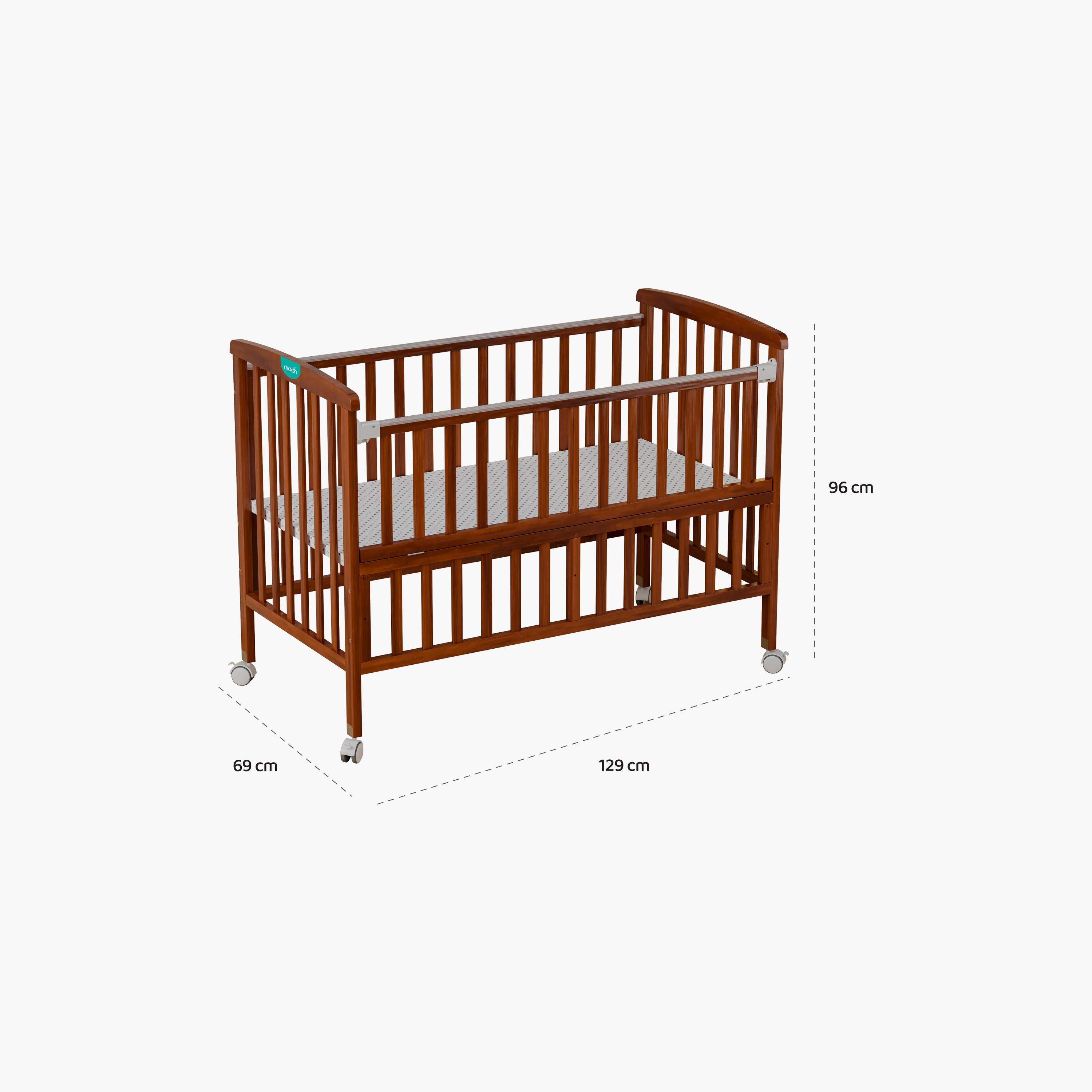 Moon Wooden Portable Crib with Installation Tools - 129 x 69 x 96 cm - Golden Brown-baby-nursery-furniture-cribsandbeds-babycribs-image-6
