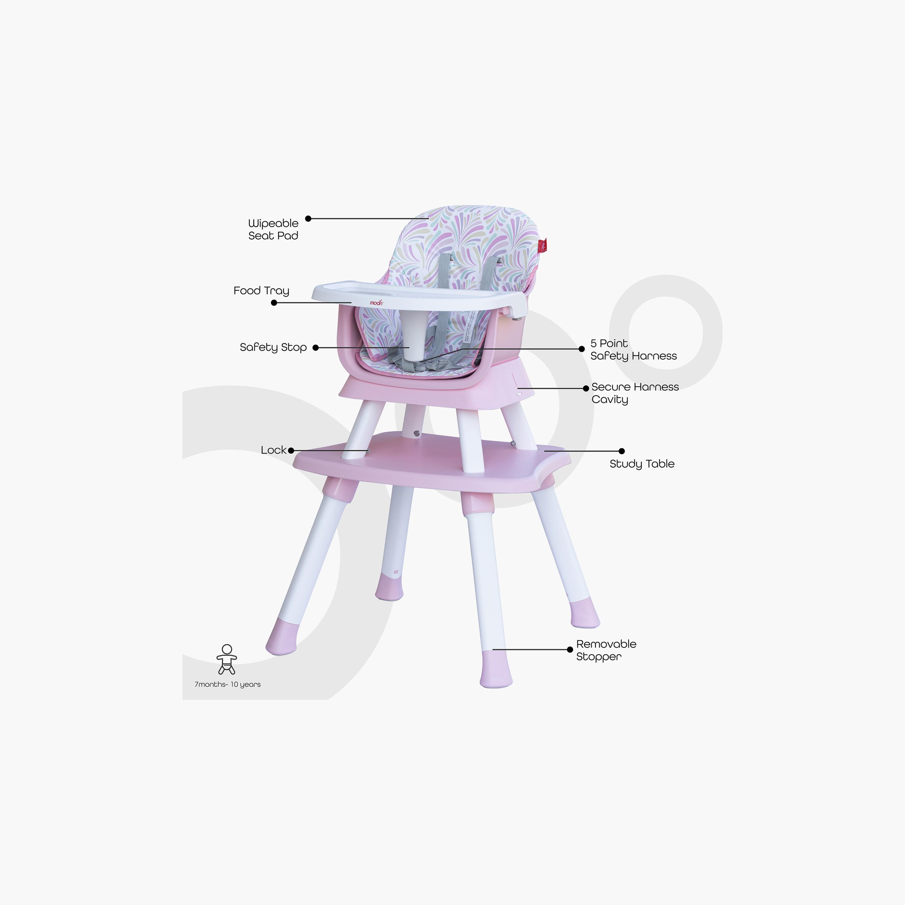 Moon 6-in-1 High Chair - Pink-baby-feeding-highchairsandboosters-image-6