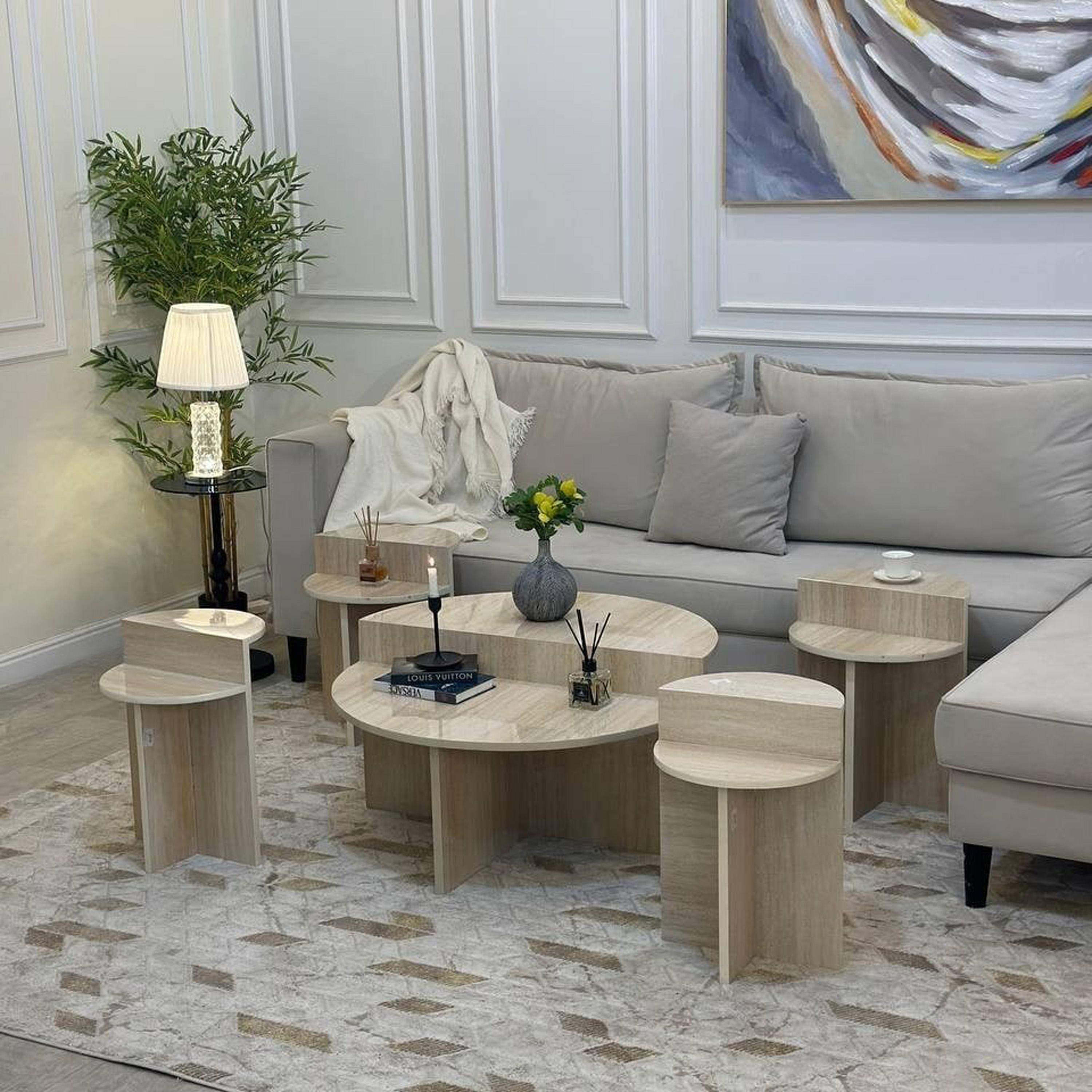 Wooden Top 5-Piece Coffee Table and Side Table Set-furniture-livingroom-coffeetables-image-1