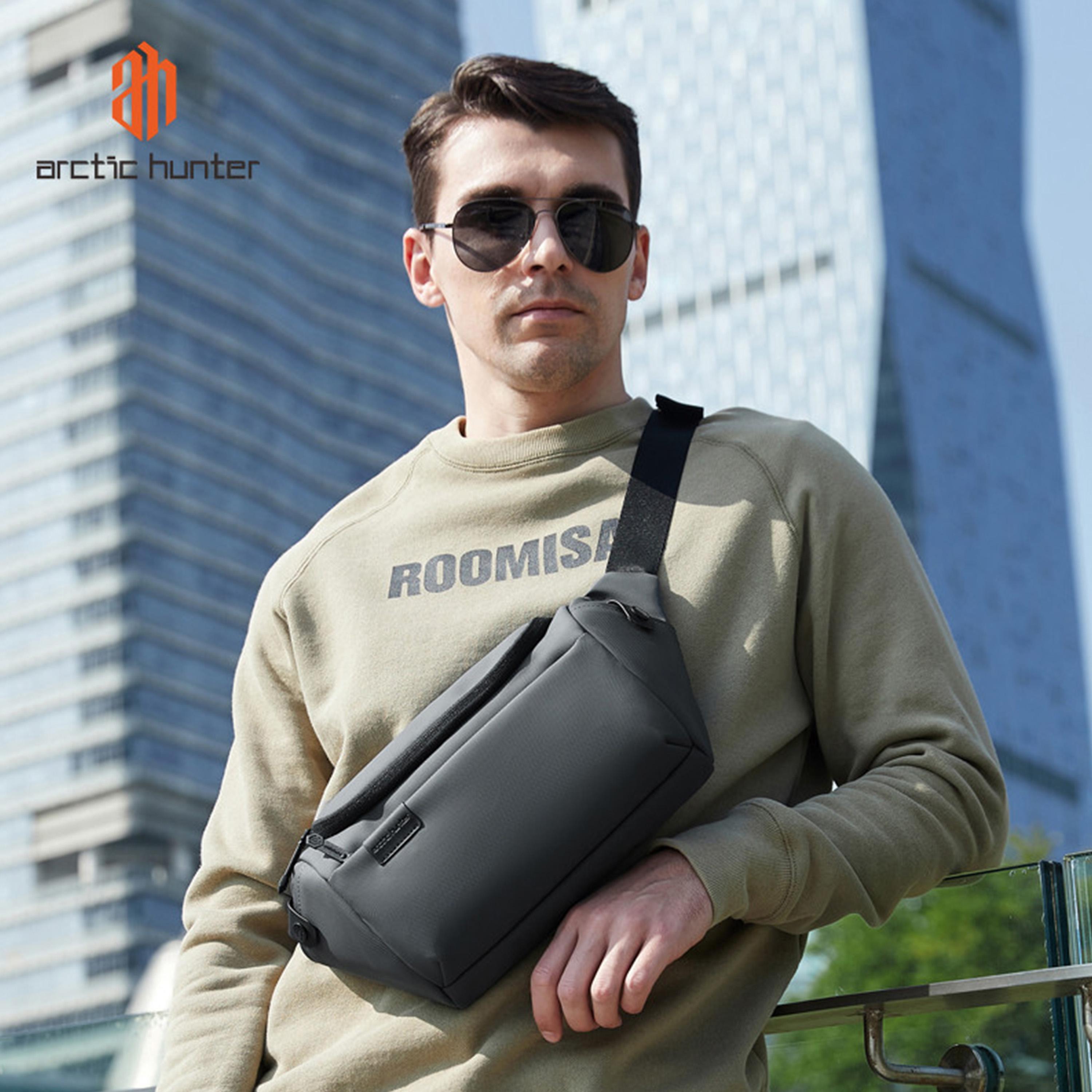 Arctic Hunter Solid Crossbody Bag with Zipper closure and Adjustable strap-men-bags-image-2