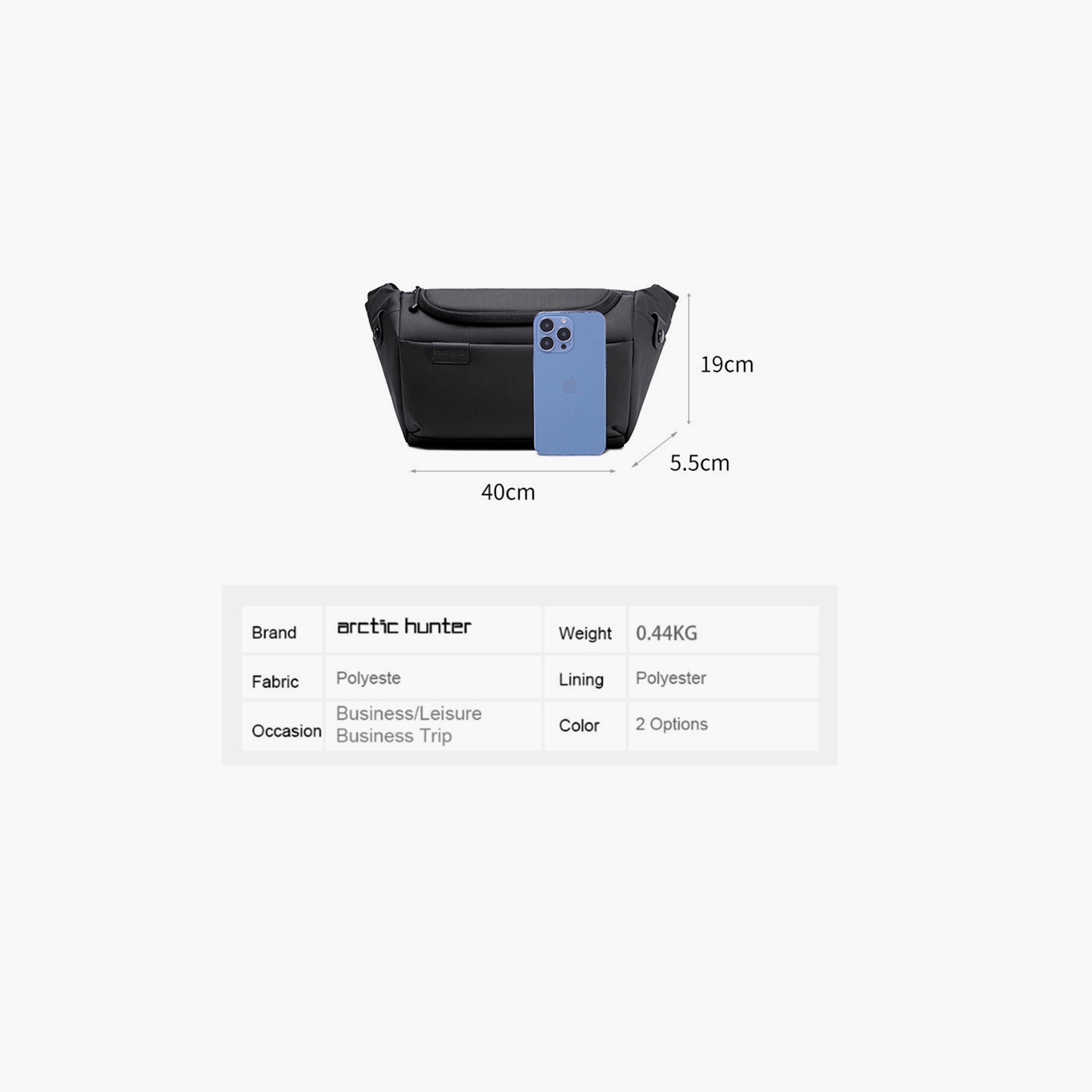 Arctic Hunter Solid Crossbody Bag with Zipper closure and Adjustable strap-men-bags-image-6