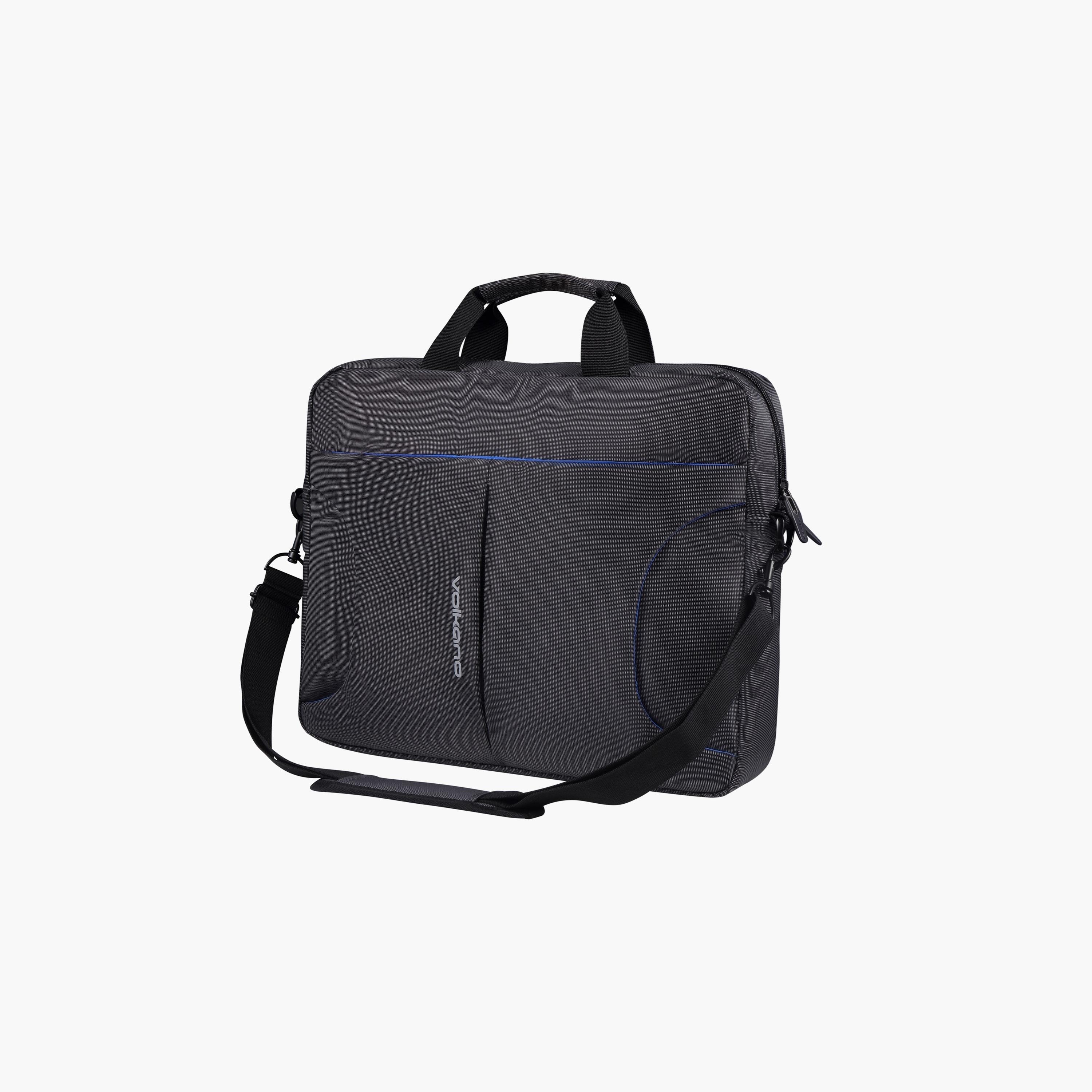 Volkano Logo Detail Laptop Bag with Top Handles, Shoulder Strap and Zipper-men-bags-image-1
