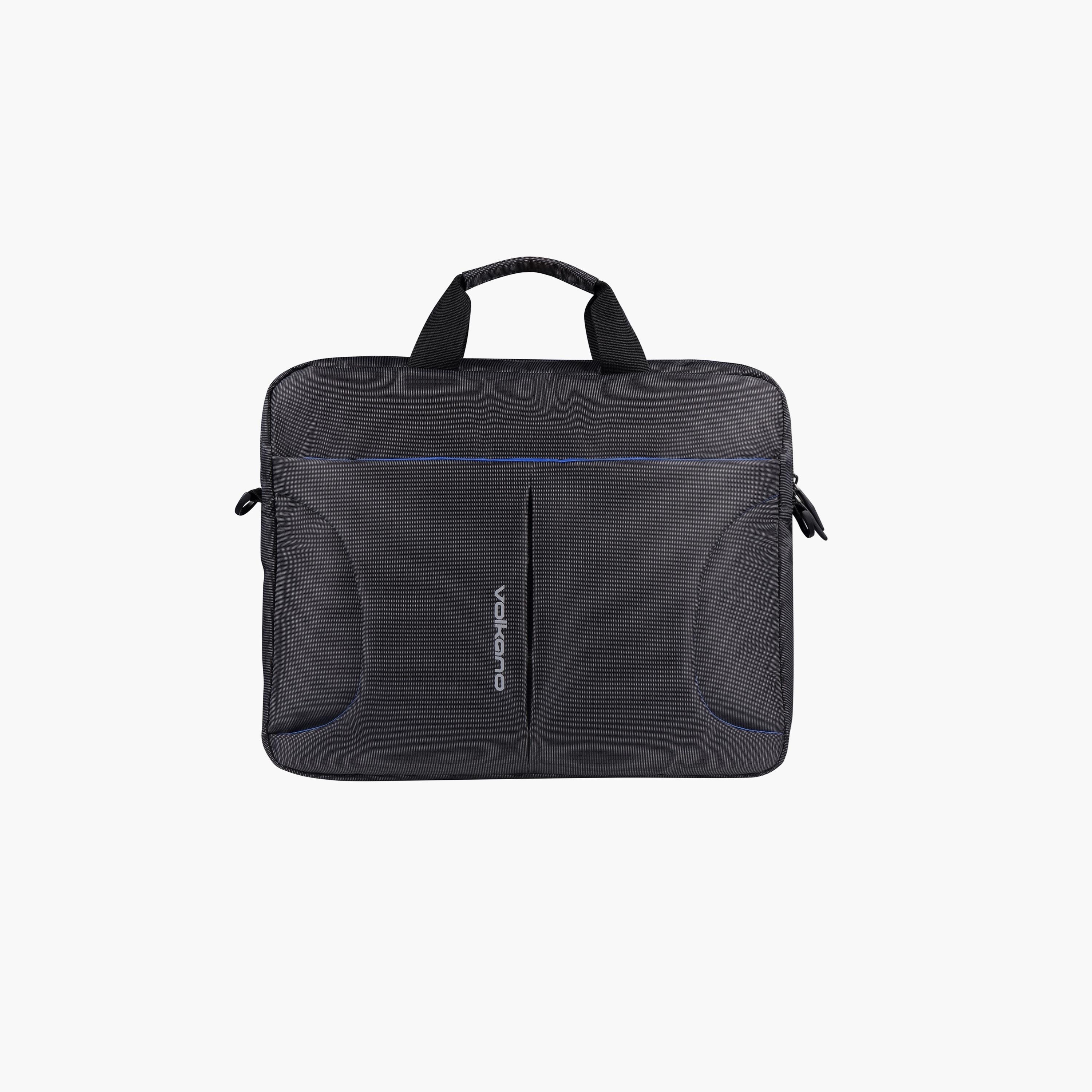 Volkano Logo Detail Laptop Bag with Top Handles, Shoulder Strap and Zipper-men-bags-image-2