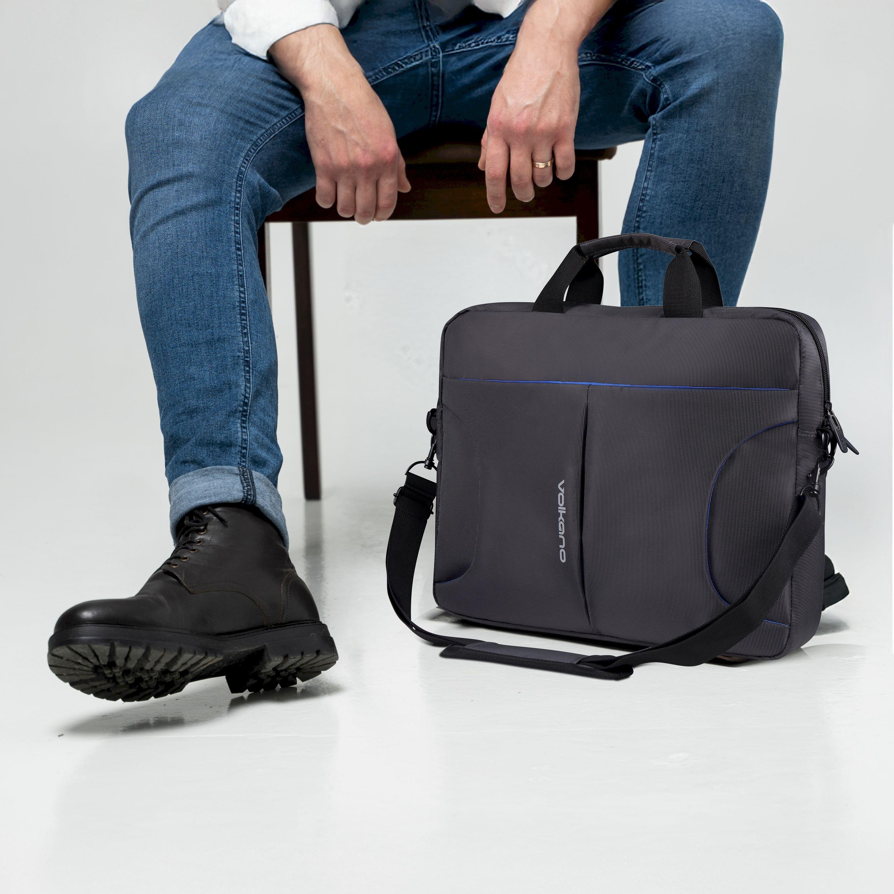 Volkano Logo Detail Laptop Bag with Top Handles, Shoulder Strap and Zipper-men-bags-image-5