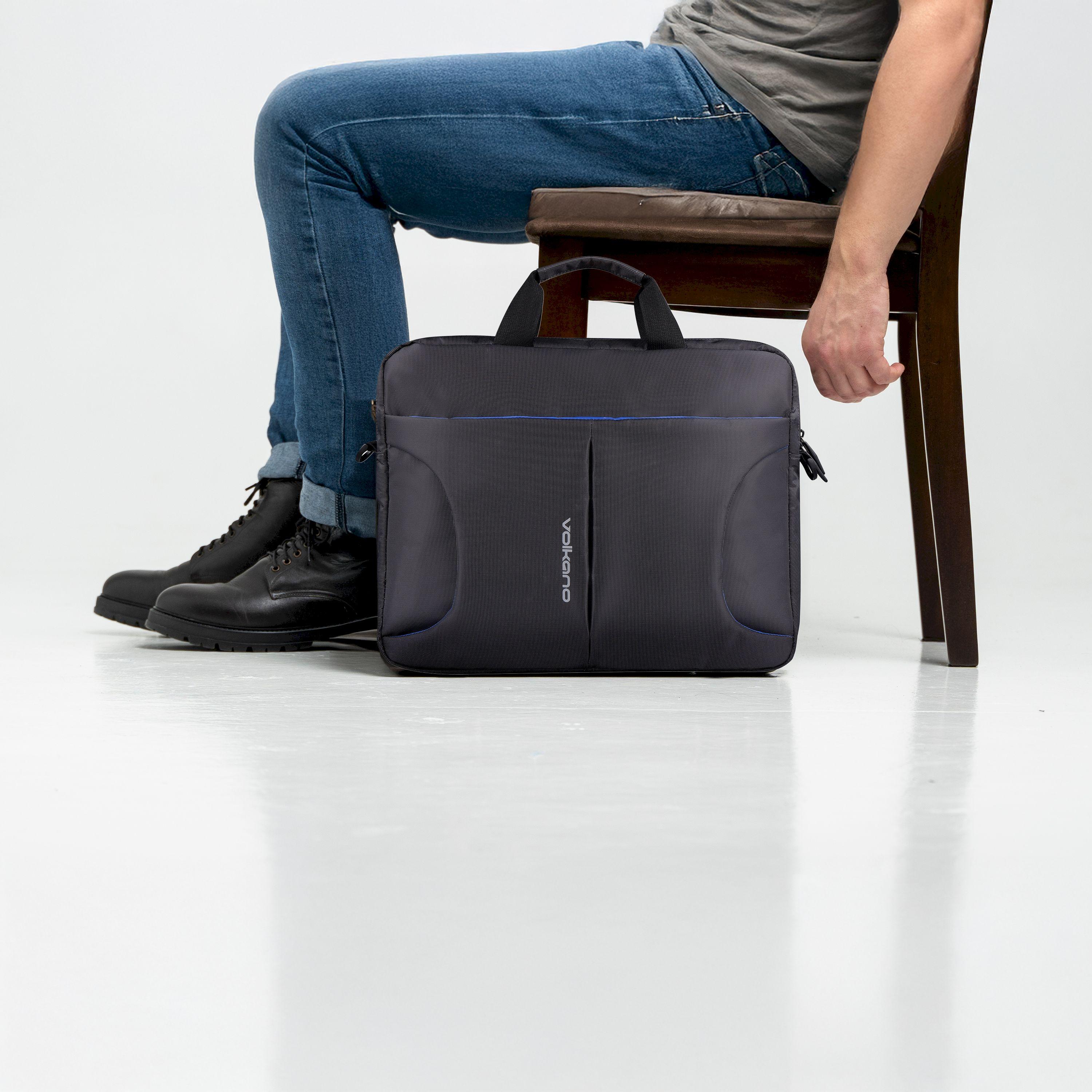 Volkano Logo Detail Laptop Bag with Top Handles, Shoulder Strap and Zipper-men-bags-image-6