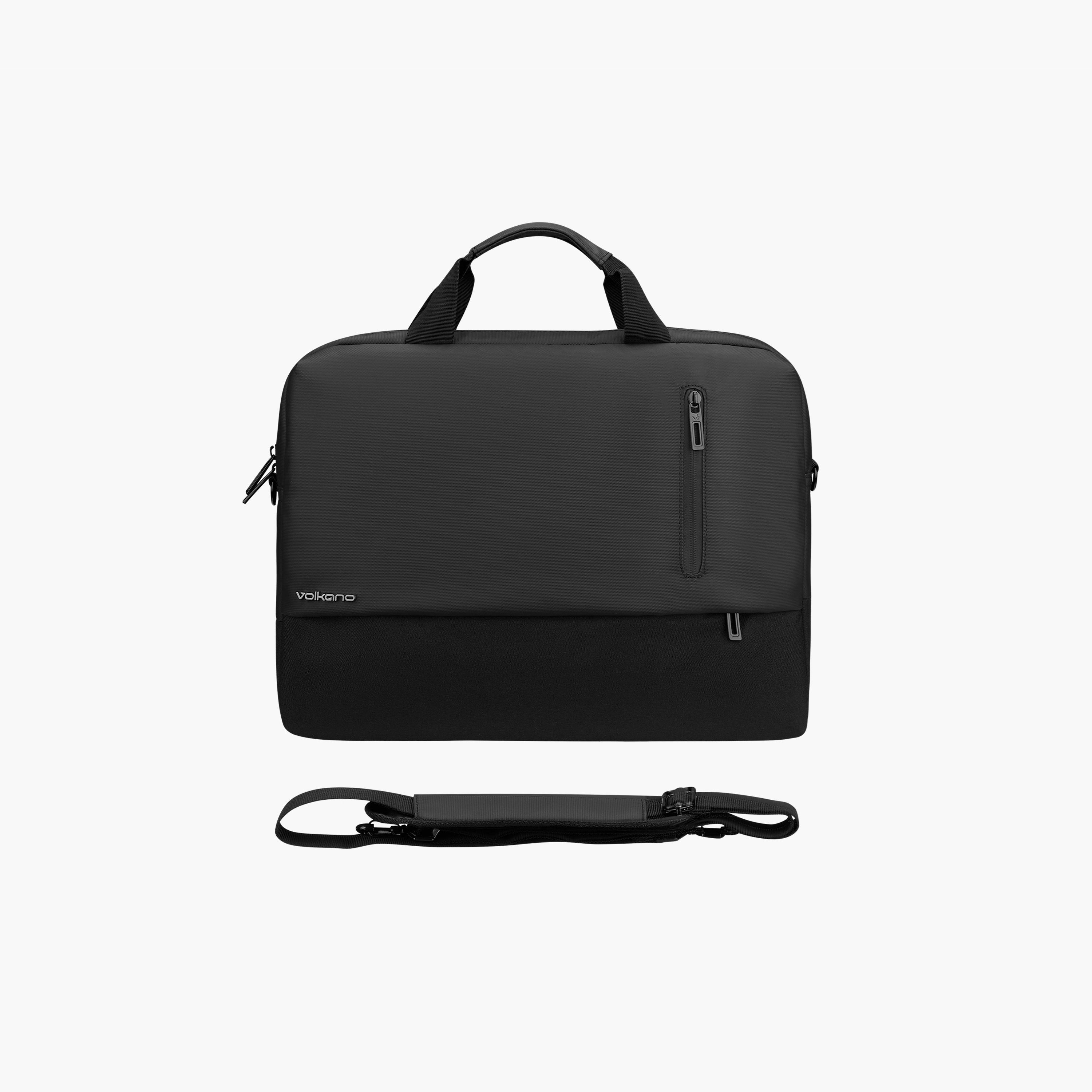 Volkano Logo Detail Laptop Bag with Top Handles, Shoulder Strap and Zipper-men-bags-image-1