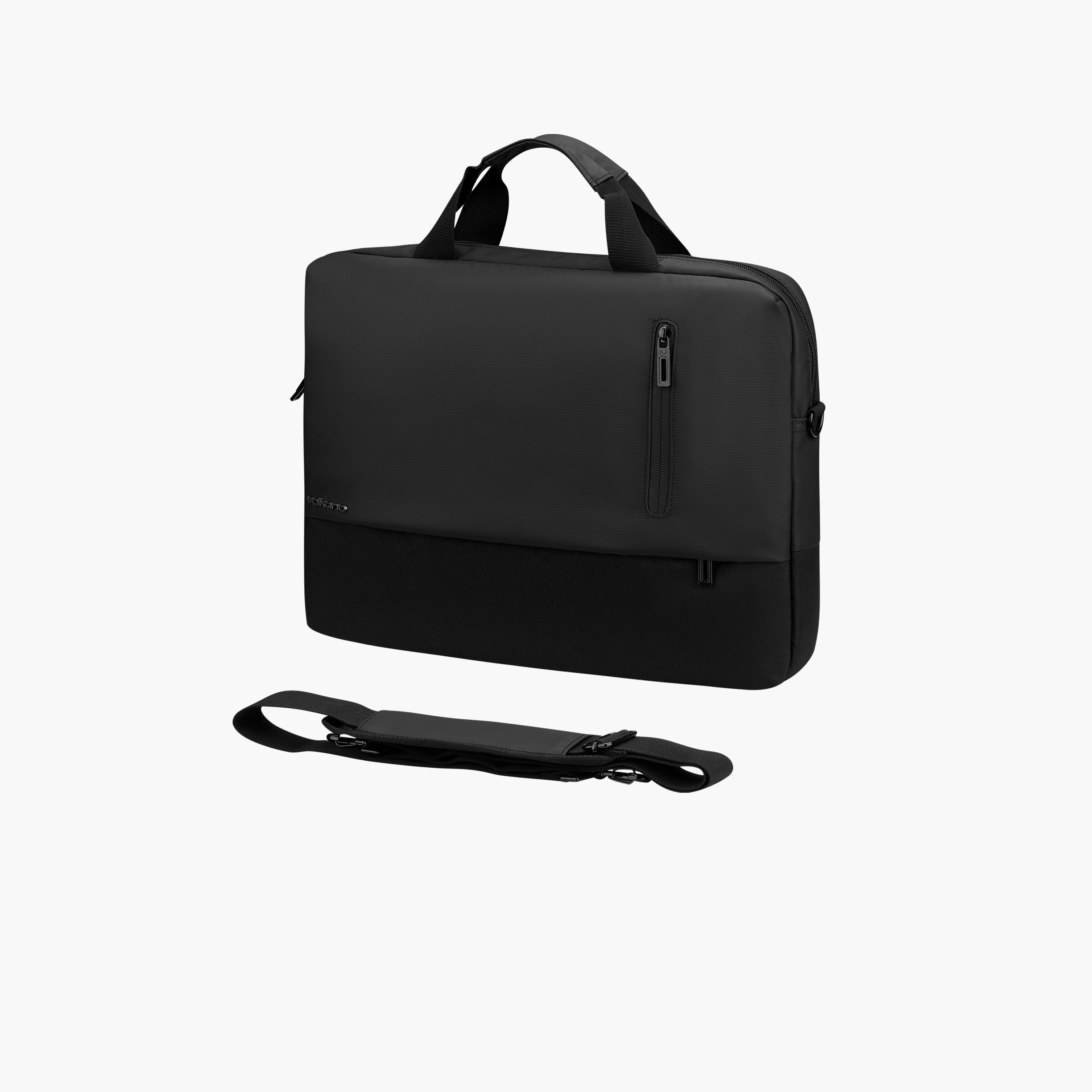 Volkano Logo Detail Laptop Bag with Top Handles, Shoulder Strap and Zipper-men-bags-image-3
