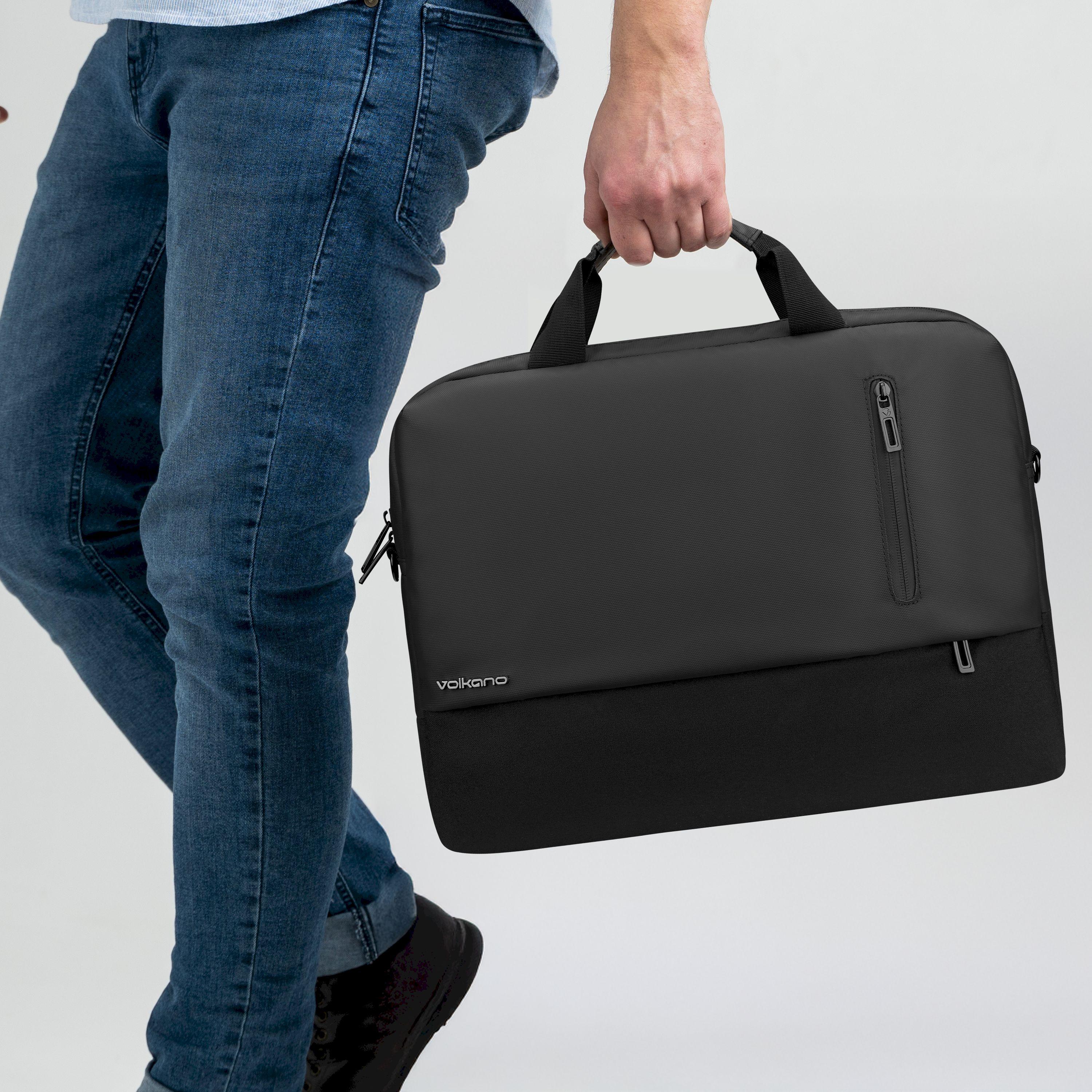 Volkano Logo Detail Laptop Bag with Top Handles, Shoulder Strap and Zipper-men-bags-image-6