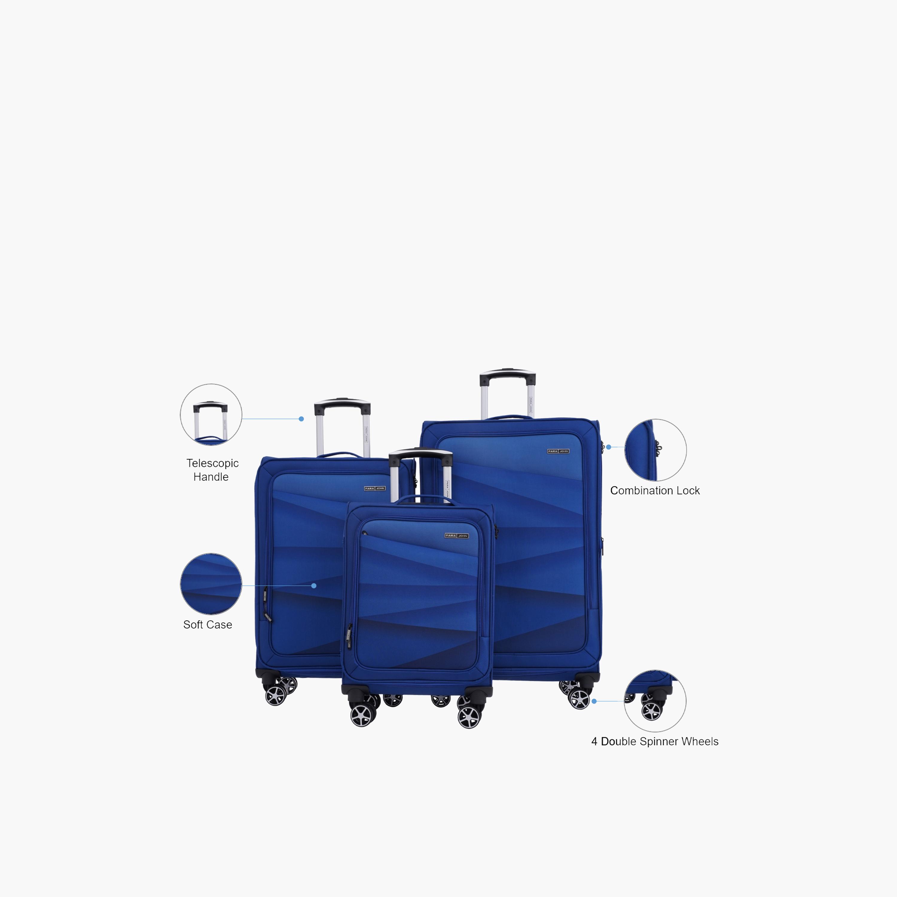 Para John Shadow Set of 3 Nylon Soft Sided 4-Wheeler Spinner Trolley Bag with Combination Lock-travel-luggagesandbags-luggage-image-2