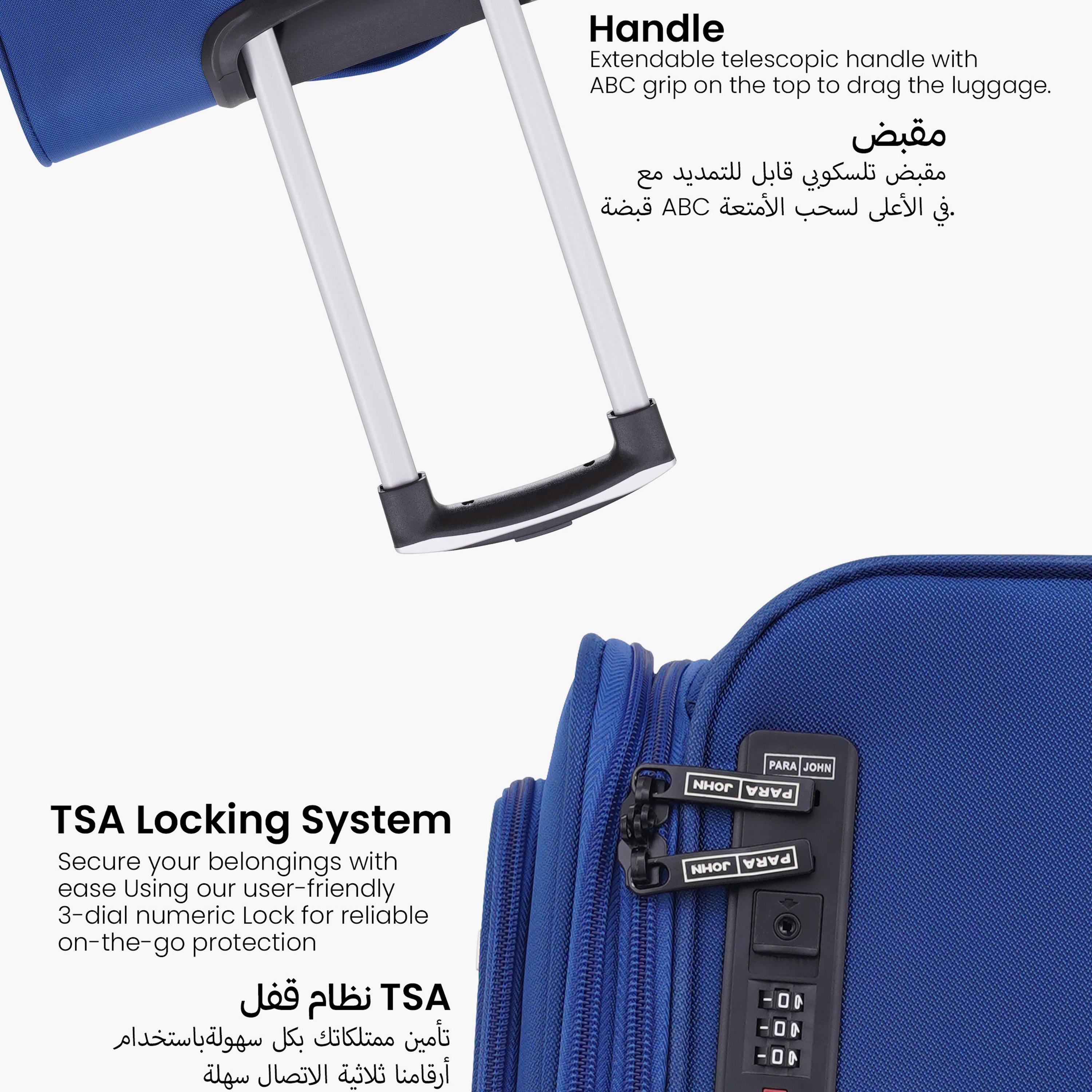Para John Shadow Set of 3 Nylon Soft Sided 4-Wheeler Spinner Trolley Bag with Combination Lock-travel-luggagesandbags-luggage-image-5