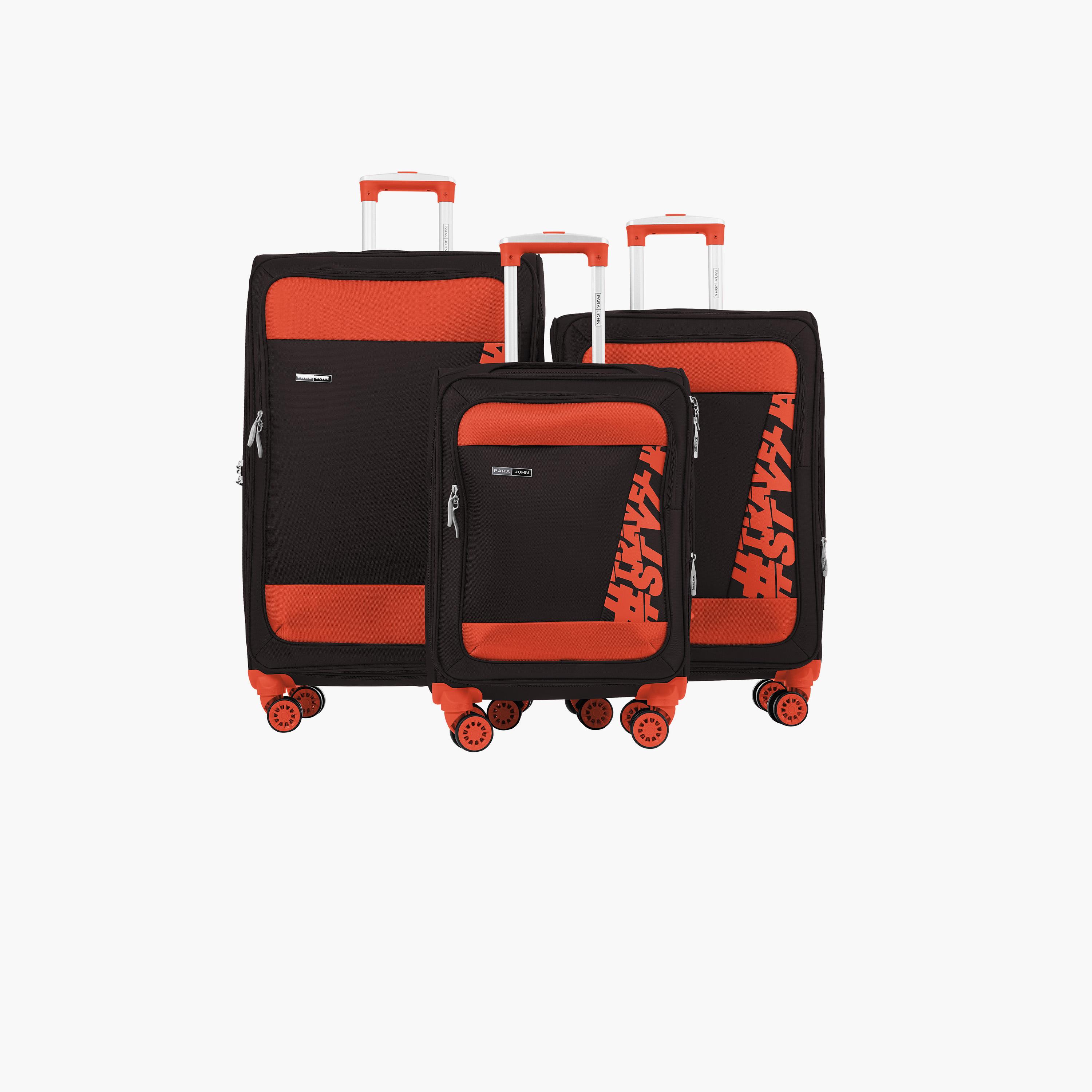 Para John Hyper Trek Set of 3 Nylon Soft Sided 4-Wheeler Spinner Trolley Bag with Combination Lock-travel-luggagesandbags-luggage-image-1