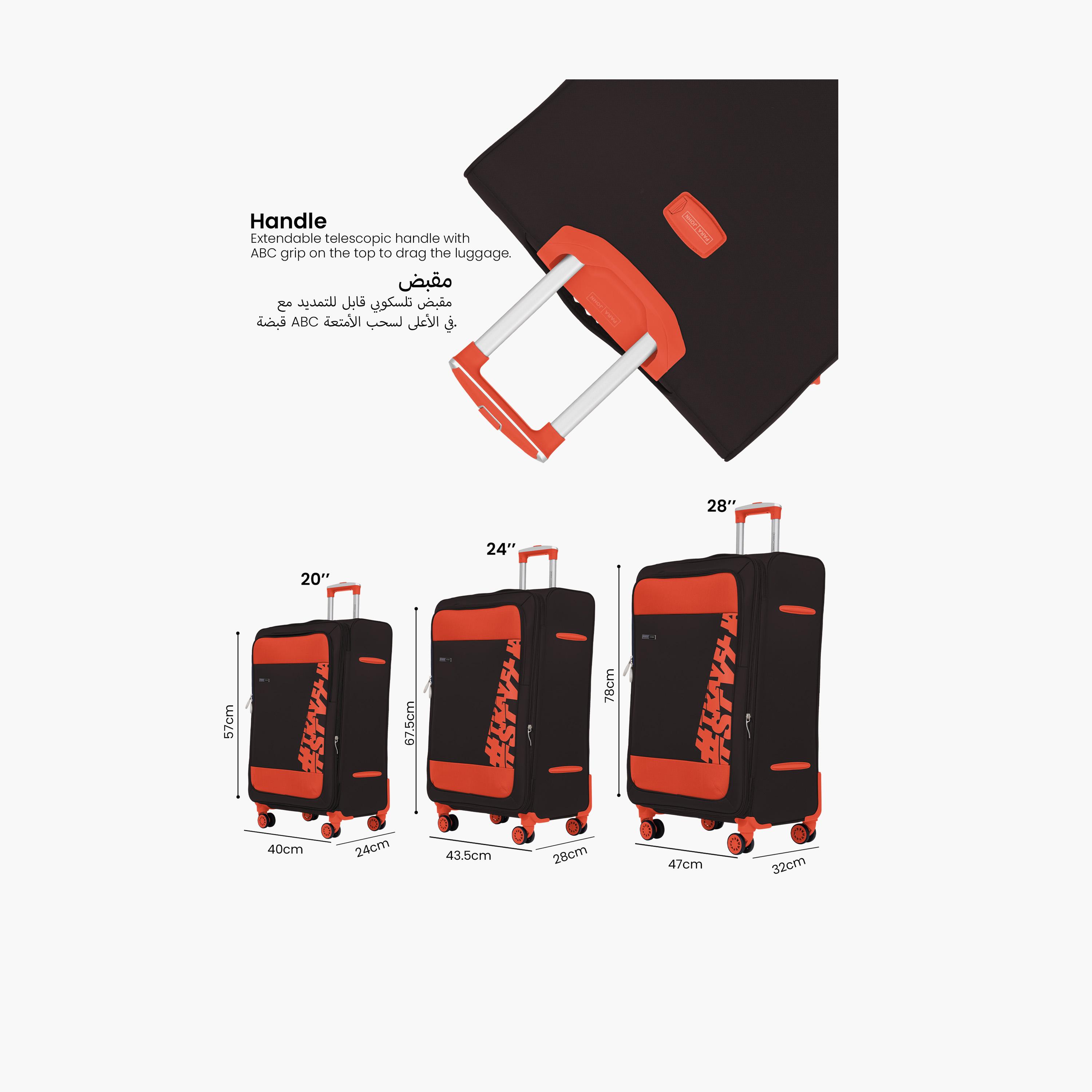 Para John Hyper Trek Set of 3 Nylon Soft Sided 4-Wheeler Spinner Trolley Bag with Combination Lock-travel-luggagesandbags-luggage-image-4