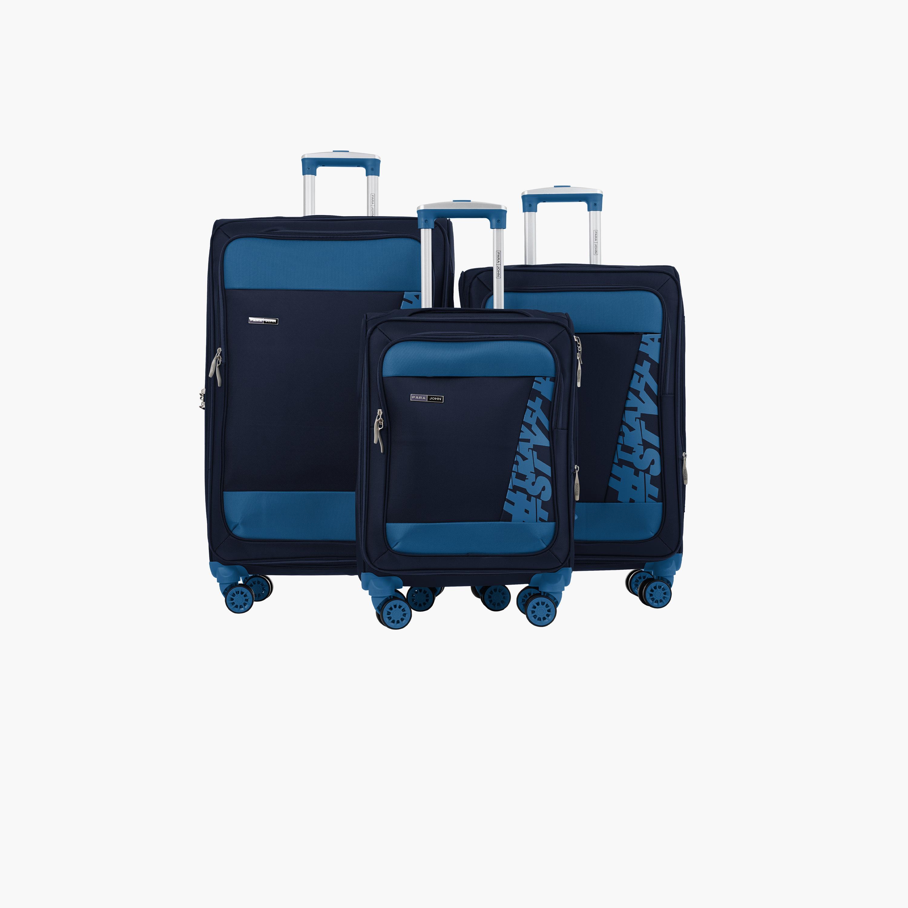 Para John Hyper Trek Set of 3 Nylon Soft Sided 4-Wheeler Spinner Trolley Bag with Combination Lock-travel-luggagesandbags-luggage-image-1