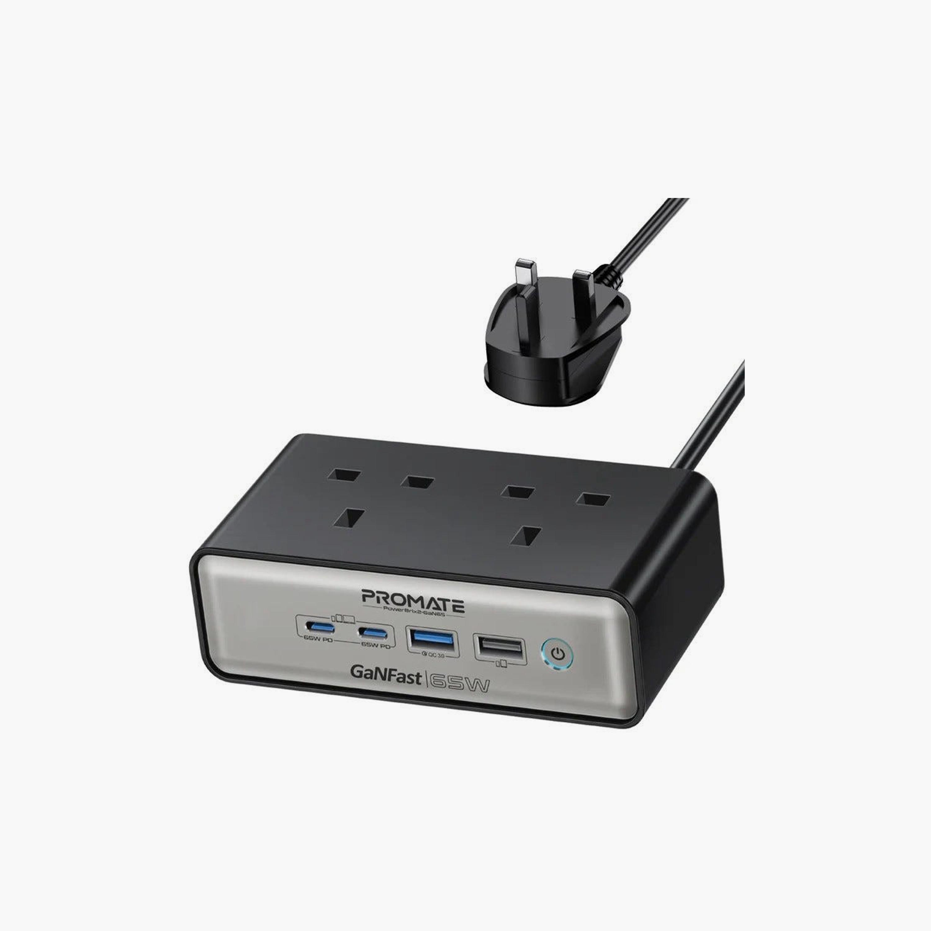 Promate 65 W PD Ganfast Charging Station With Dual Socket 2 Meter Cable Length | POWERBRIX2-GAN65-electronics-accessories-mobileaccesories-image-1