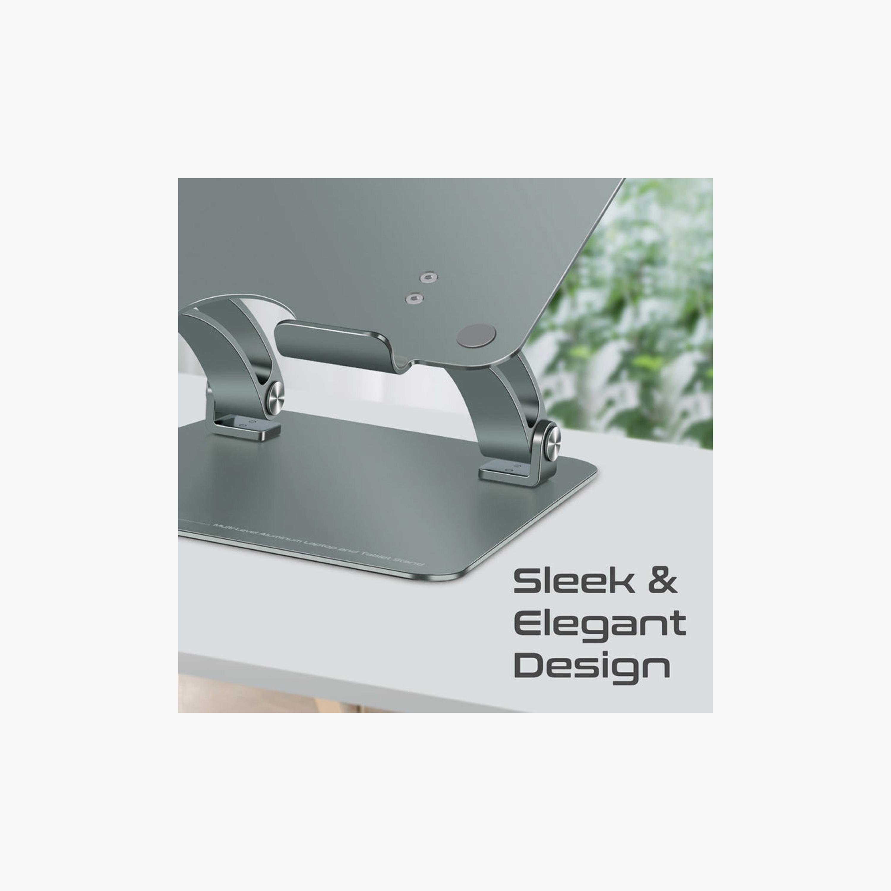 Promate Multi Level Aluminium Stand For Up To 17 " Laptop and Floodable Design | DESKMATE-7.GREY-electronics-accessories-computeraccesories-image-4