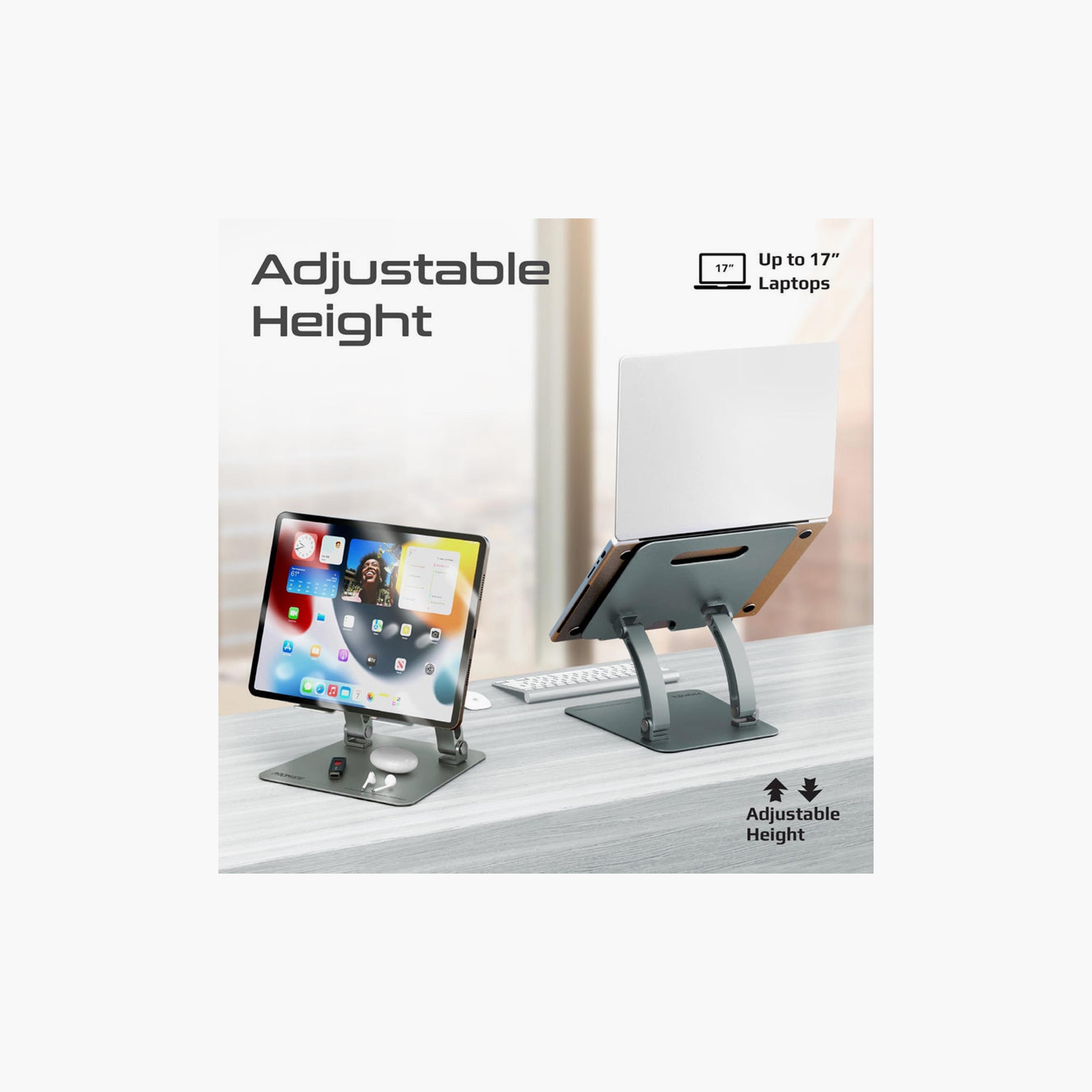 Promate Multi Level Aluminium Stand For Up To 17 " Laptop and Floodable Design | DESKMATE-7.GREY-electronics-accessories-computeraccesories-image-5