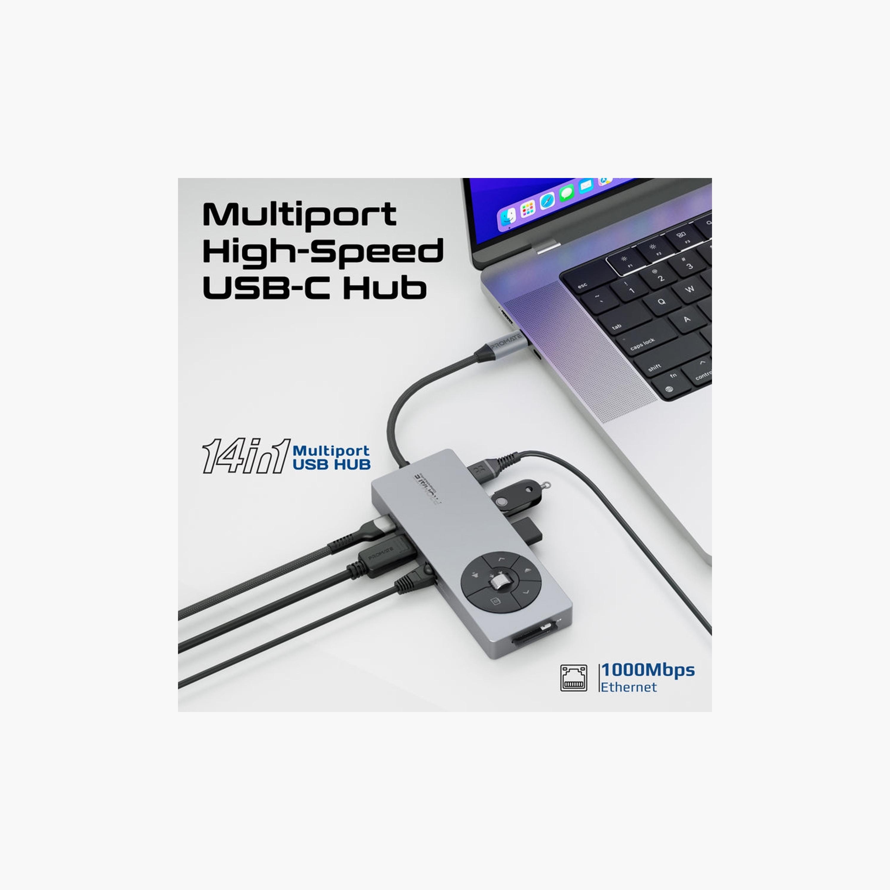 Promate 14 In 1 Highspeed Multiport USBC C Hub With 100W PD Passthrough & Multimedia Controls-electronics-accessories-computeraccesories-image-4