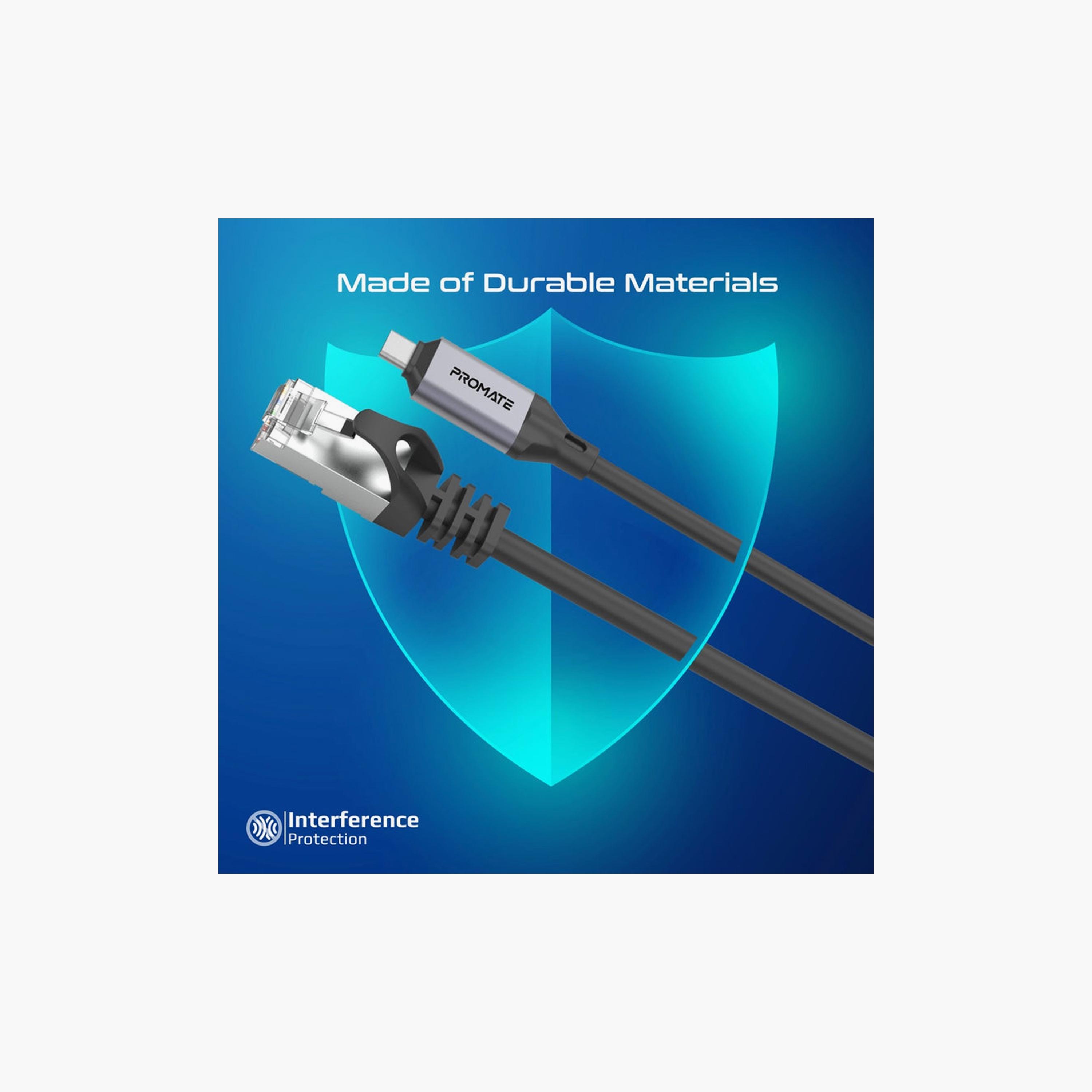 Promate High Speed USB C To RJ45 Giabit Ethernet Cable Plug and Play | CLINK-RJ45-electronics-accessories-computeraccesories-image-5