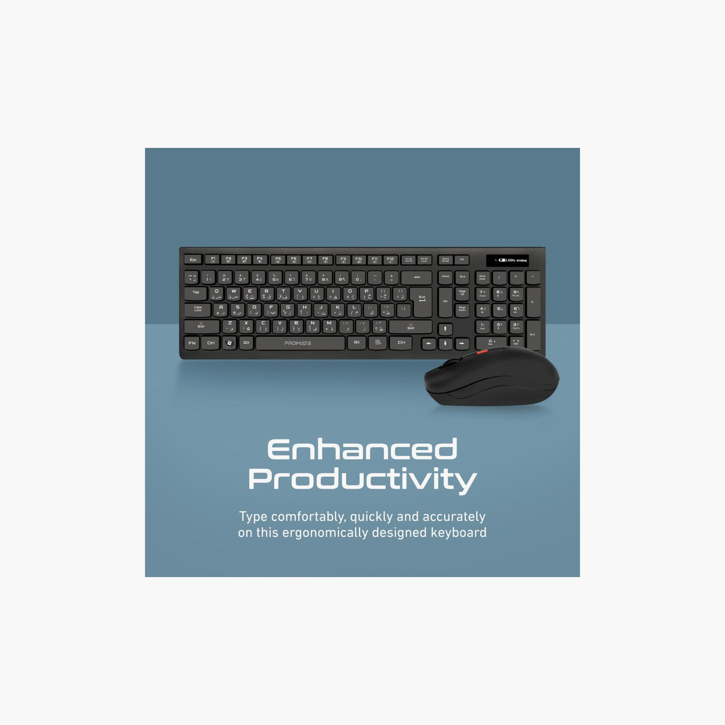 Promate Ergonomic Comfortable Keyboard & Mouse Combo with PA | PROCOMBO-12.EN/AR-electronics-accessories-computeraccesories-image-2