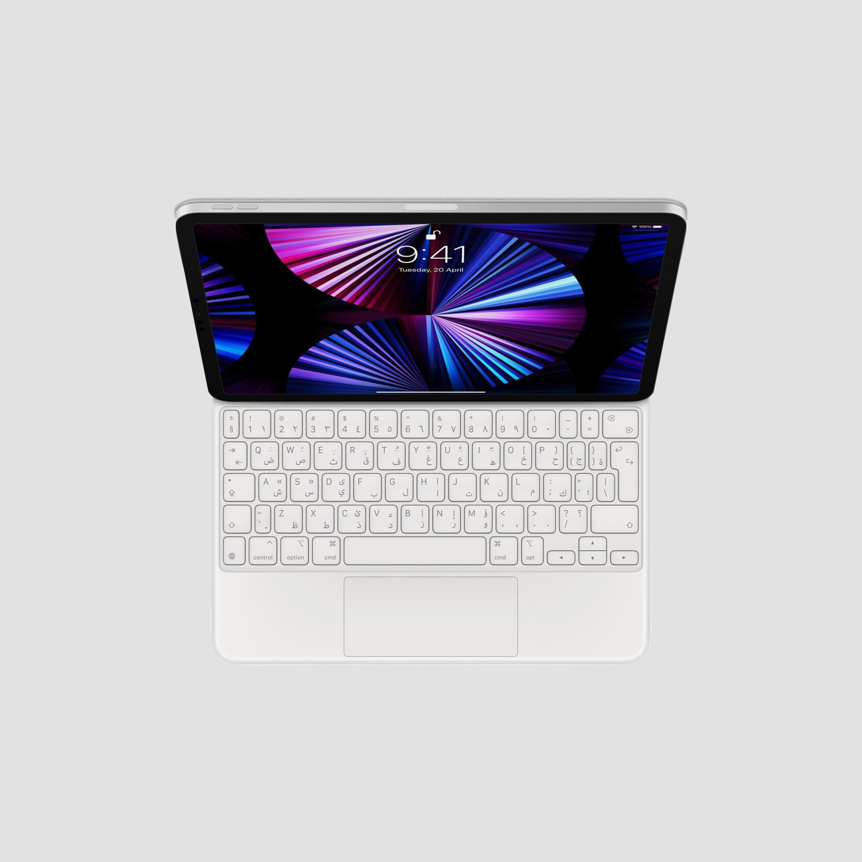 Apple Magic Keyboard for iPad Pro 11inch 3rd Gen Air 4th Gen Arabic White | MJQJ3AB/A-electronics-accessories-computeraccesories-image-1