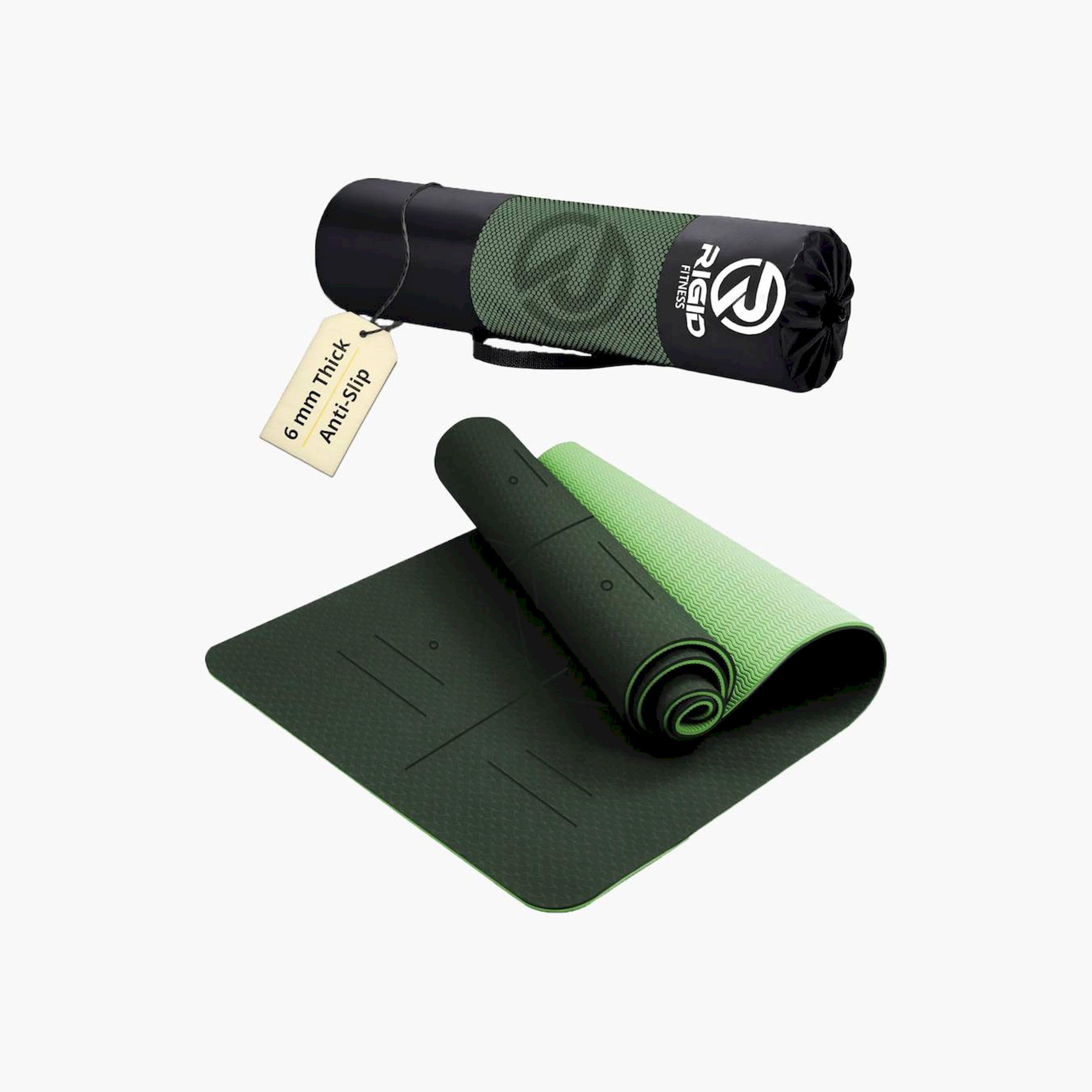 RIGID FITNESS Yoga Mat 6mm with Alignments - Anti-Slip TPE Yoga Mat with Carry Bag, 183 x 61cm x 0.6cm-sports-gear-gym-image-1