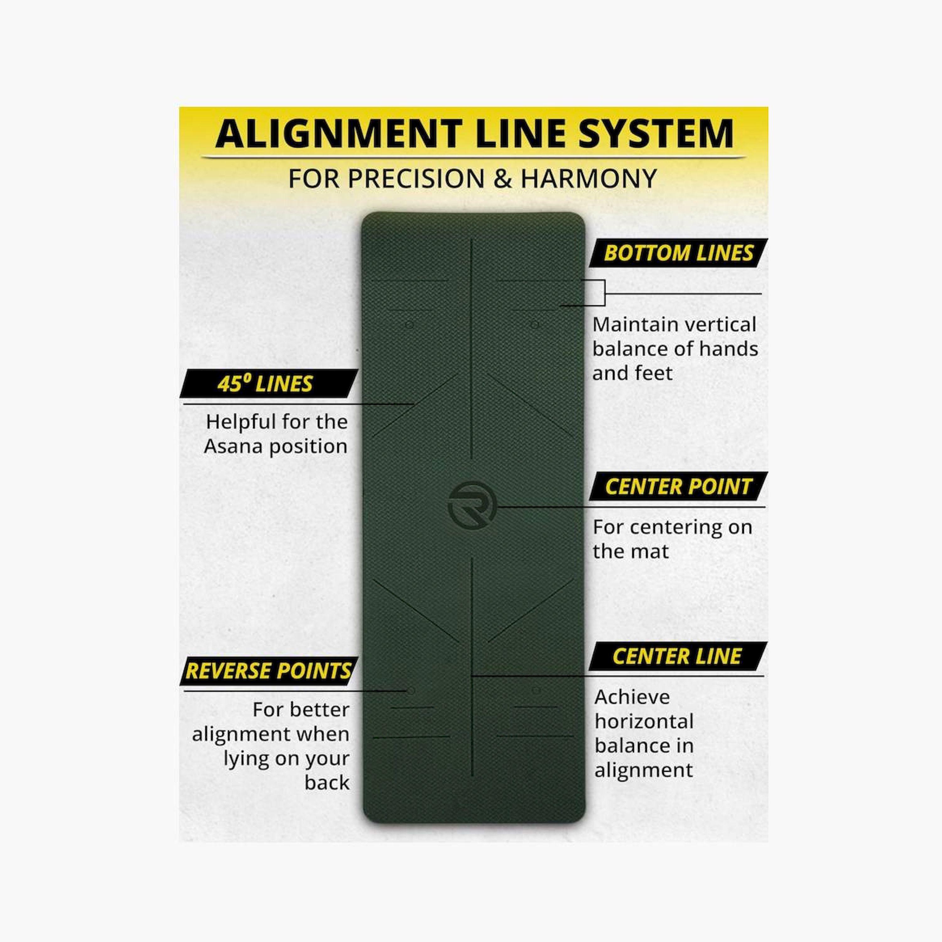 RIGID FITNESS Yoga Mat 6mm with Alignments - Anti-Slip TPE Yoga Mat with Carry Bag, 183 x 61cm x 0.6cm-sports-gear-gym-image-4