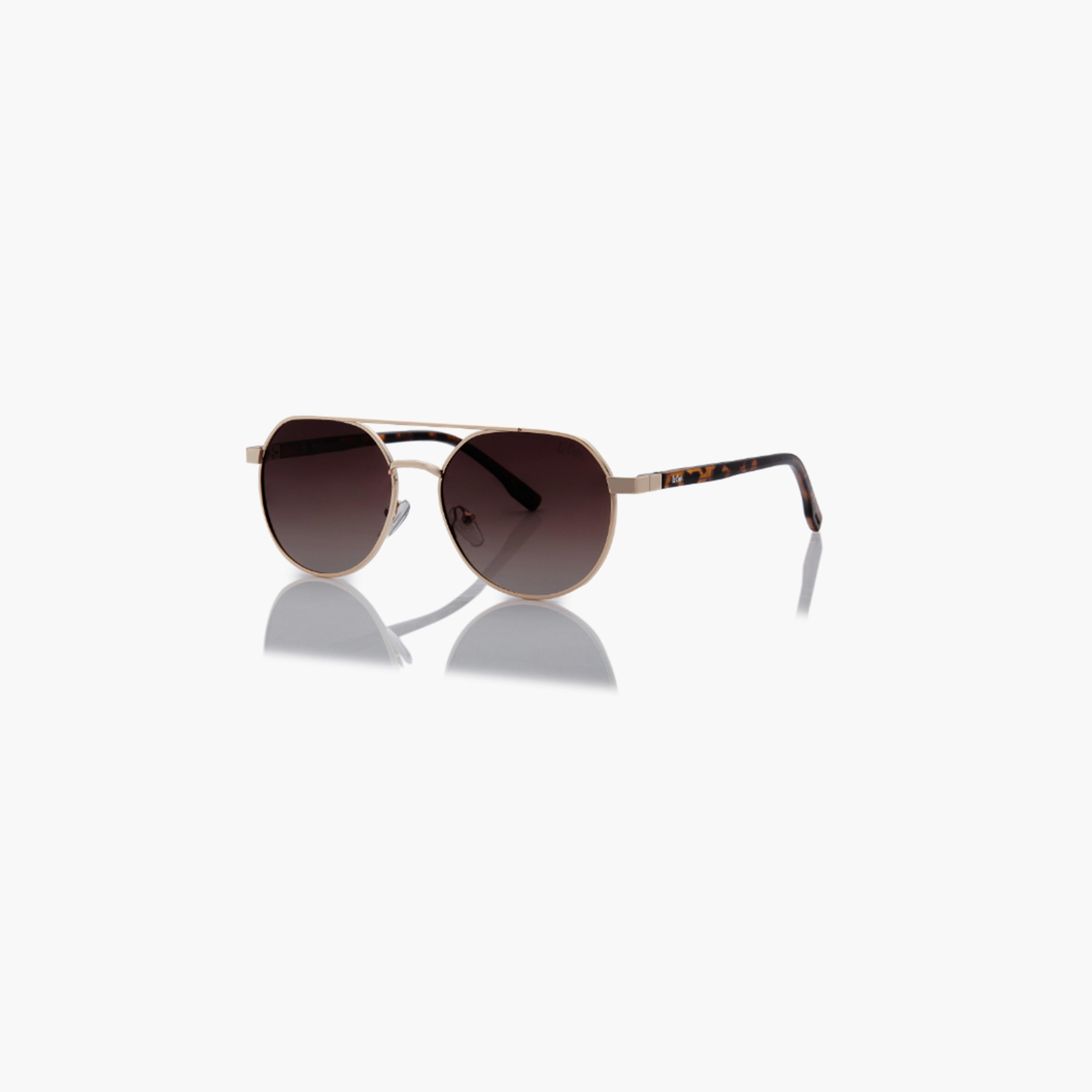 نظارة شمسية مستقطبة إطار ذهبي عدسة عاكسة بنية متدرجة 56 مم-men-sunglasses-image-1