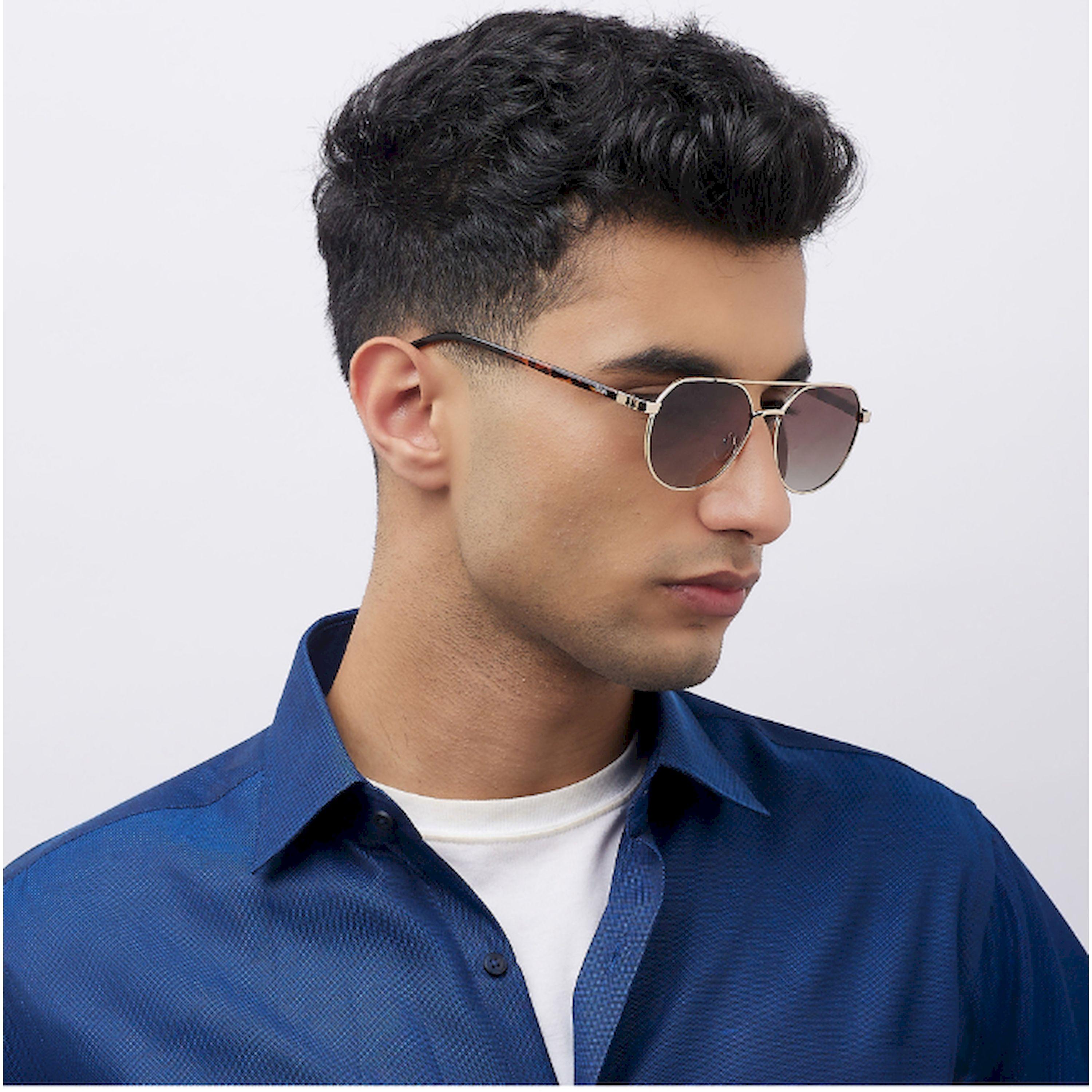 نظارة شمسية مستقطبة إطار ذهبي عدسة عاكسة بنية متدرجة 56 مم-men-sunglasses-image-8