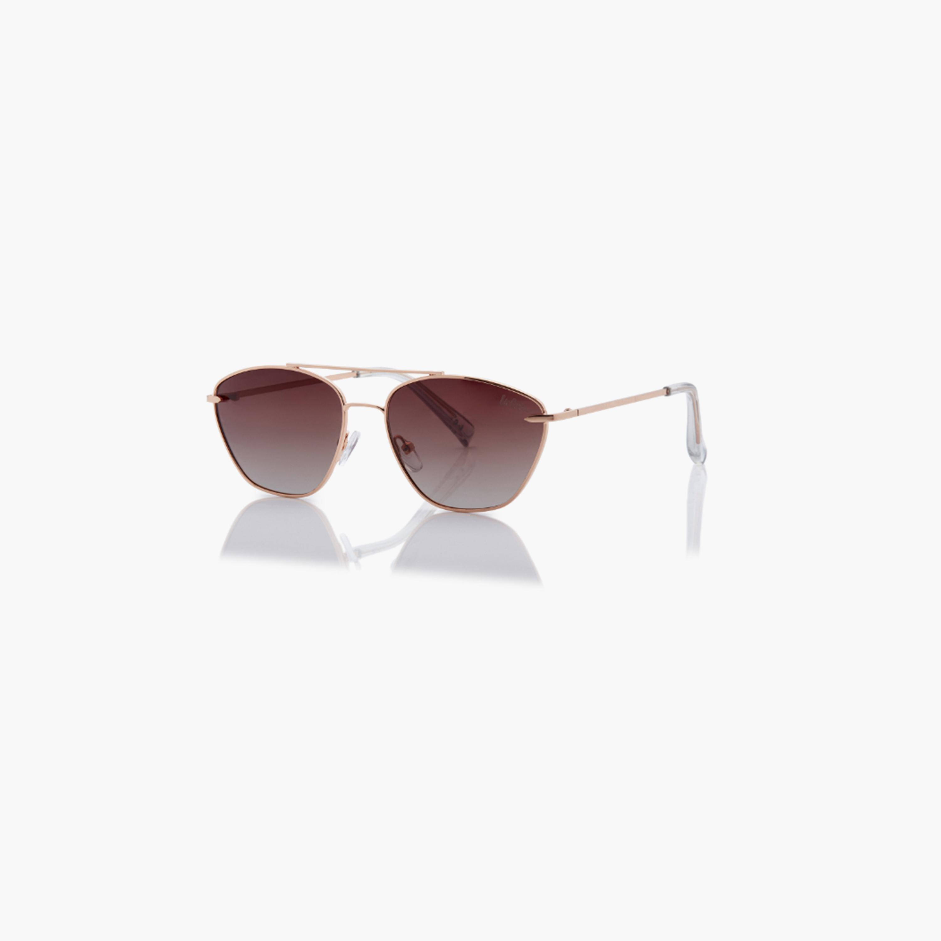 نظارة شمسية مستقطبة إطار ذهبي وردي عدسة عاكسة بنية متدرجة 56 مم-women-sunglasses-image-1