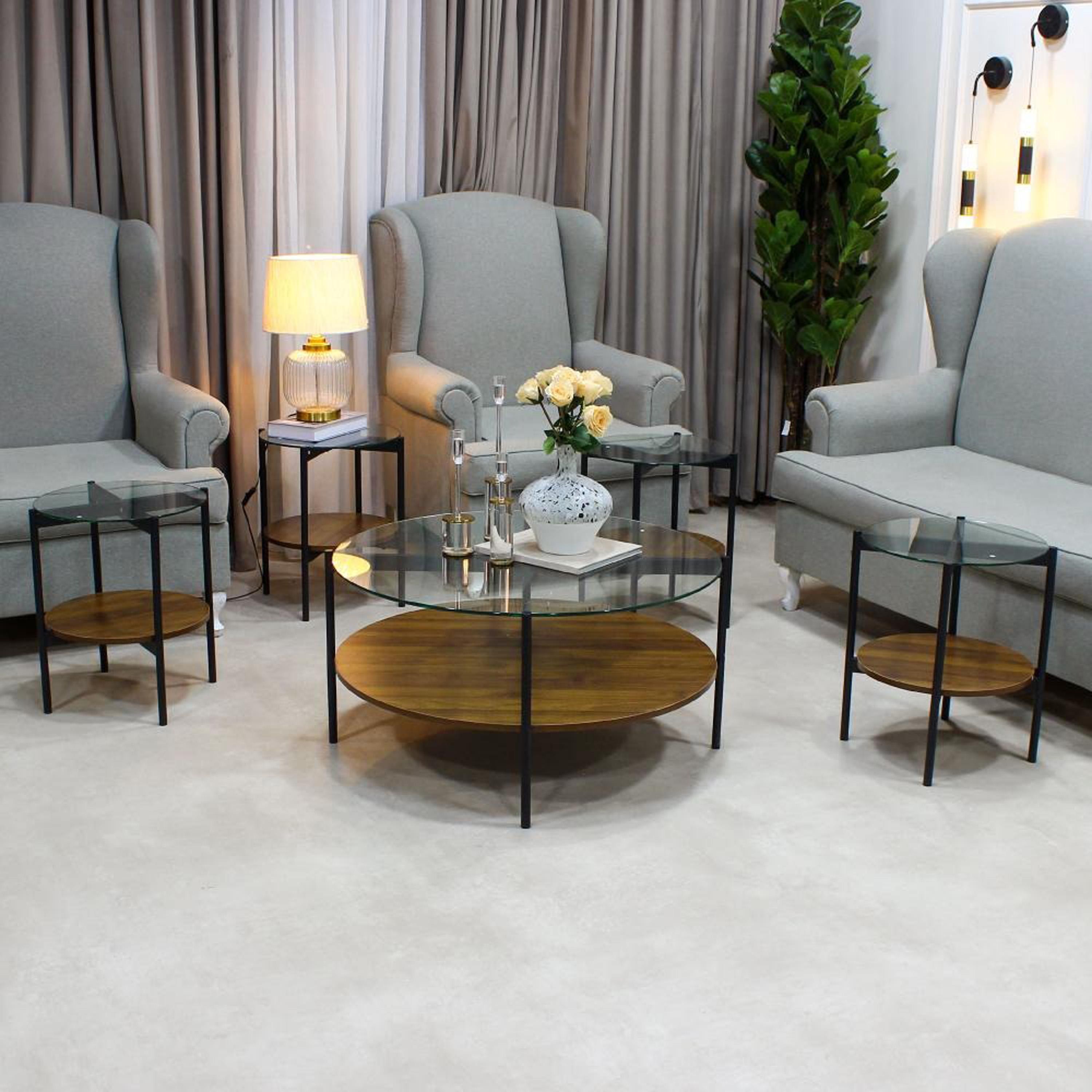 Glass Top 5-Piece Table Set-furniture-livingroom-coffeetables-image-1