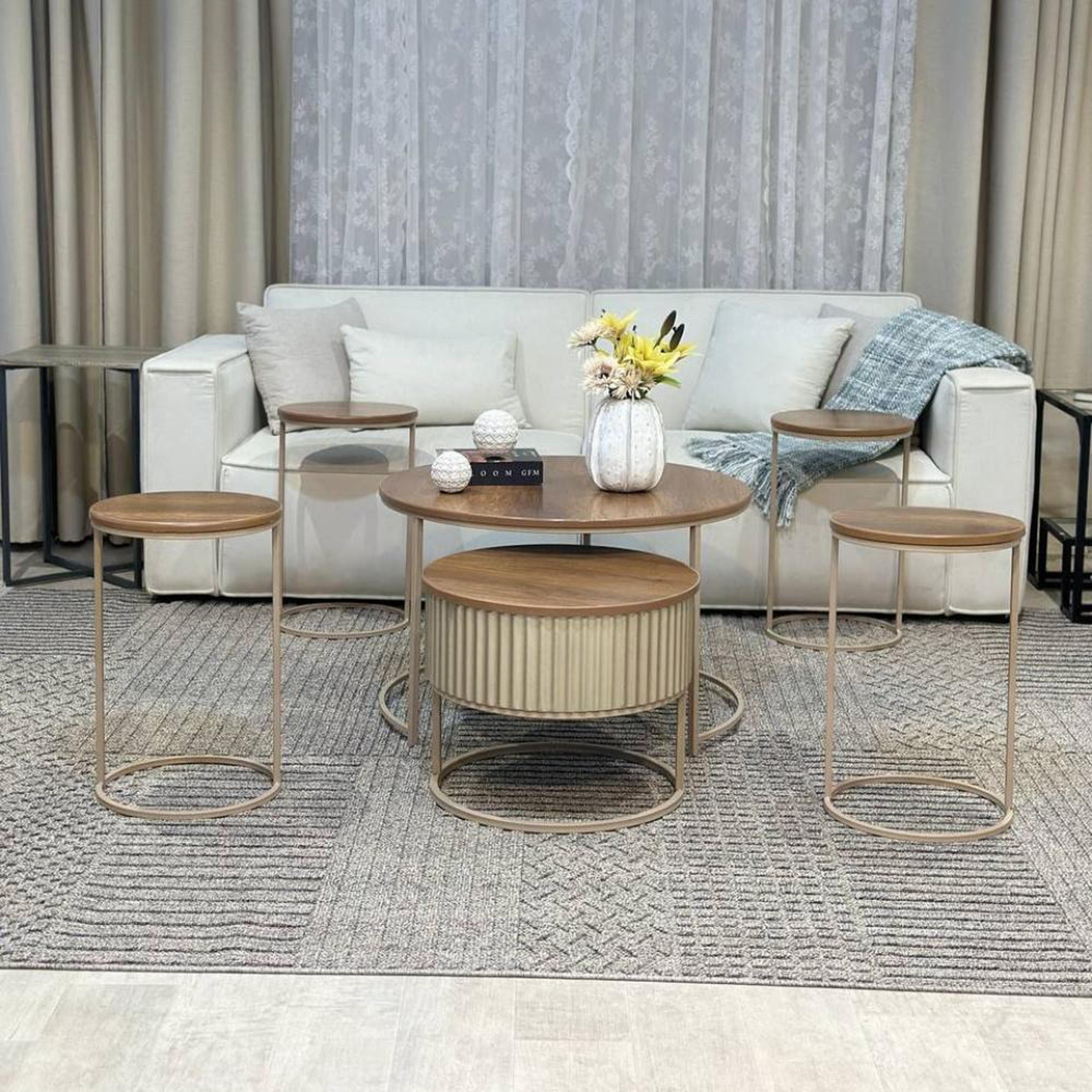 Wooden Top 6-Piece Table Set-furniture-livingroom-coffeetables-image-1