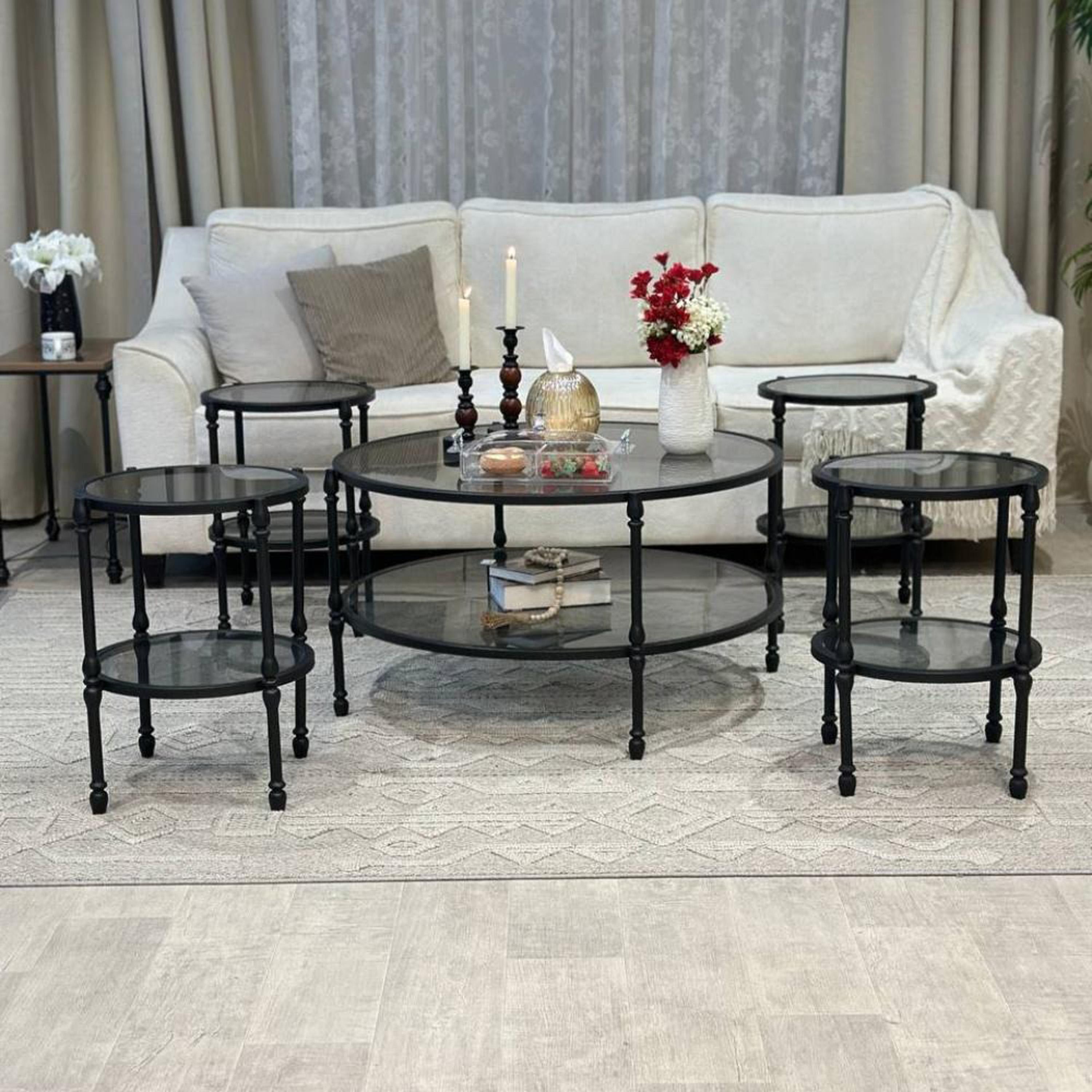 Glass Top 5-Piece Table Set-furniture-livingroom-coffeetables-image-1