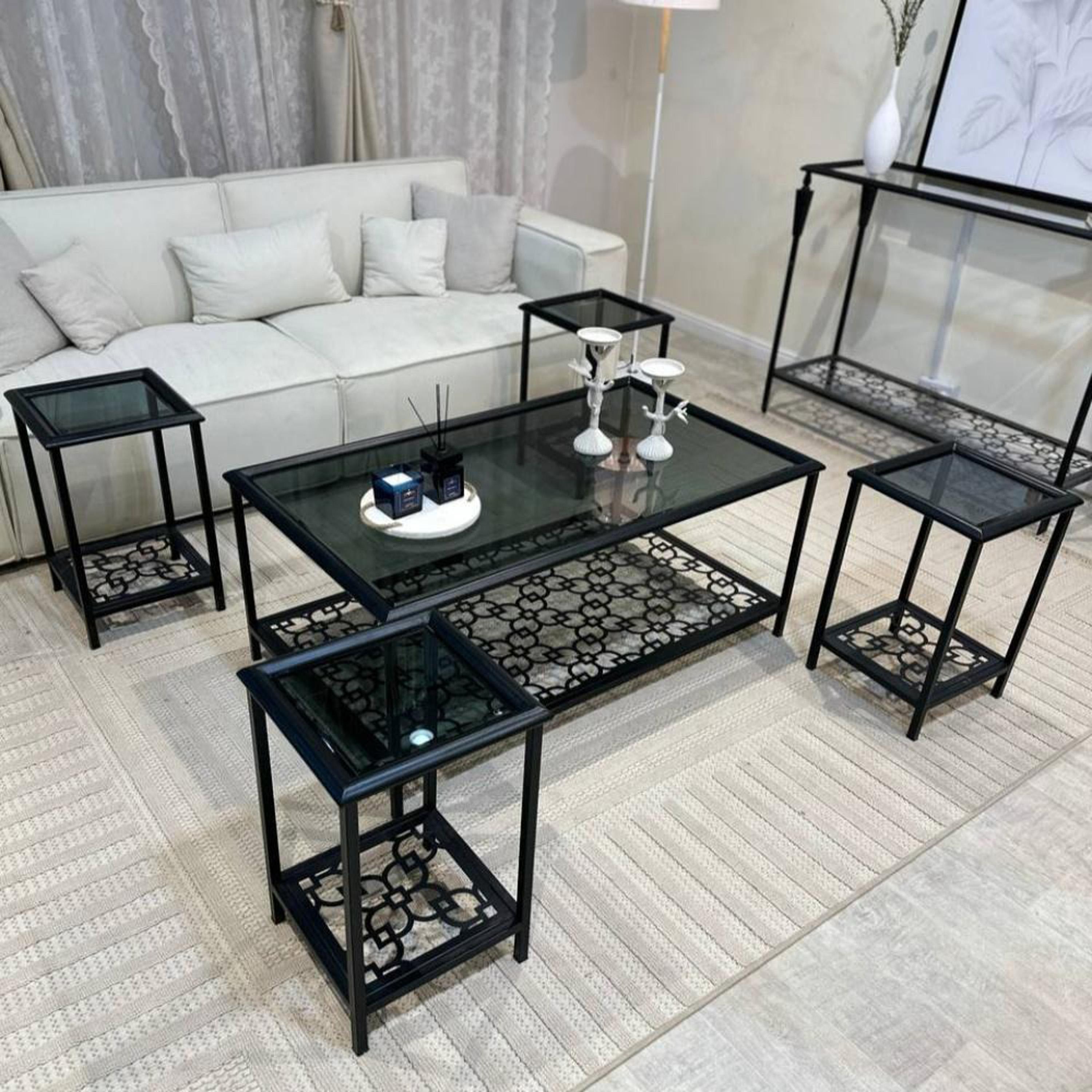 Glass Top 5-Piece Table Set-furniture-livingroom-coffeetables-image-1