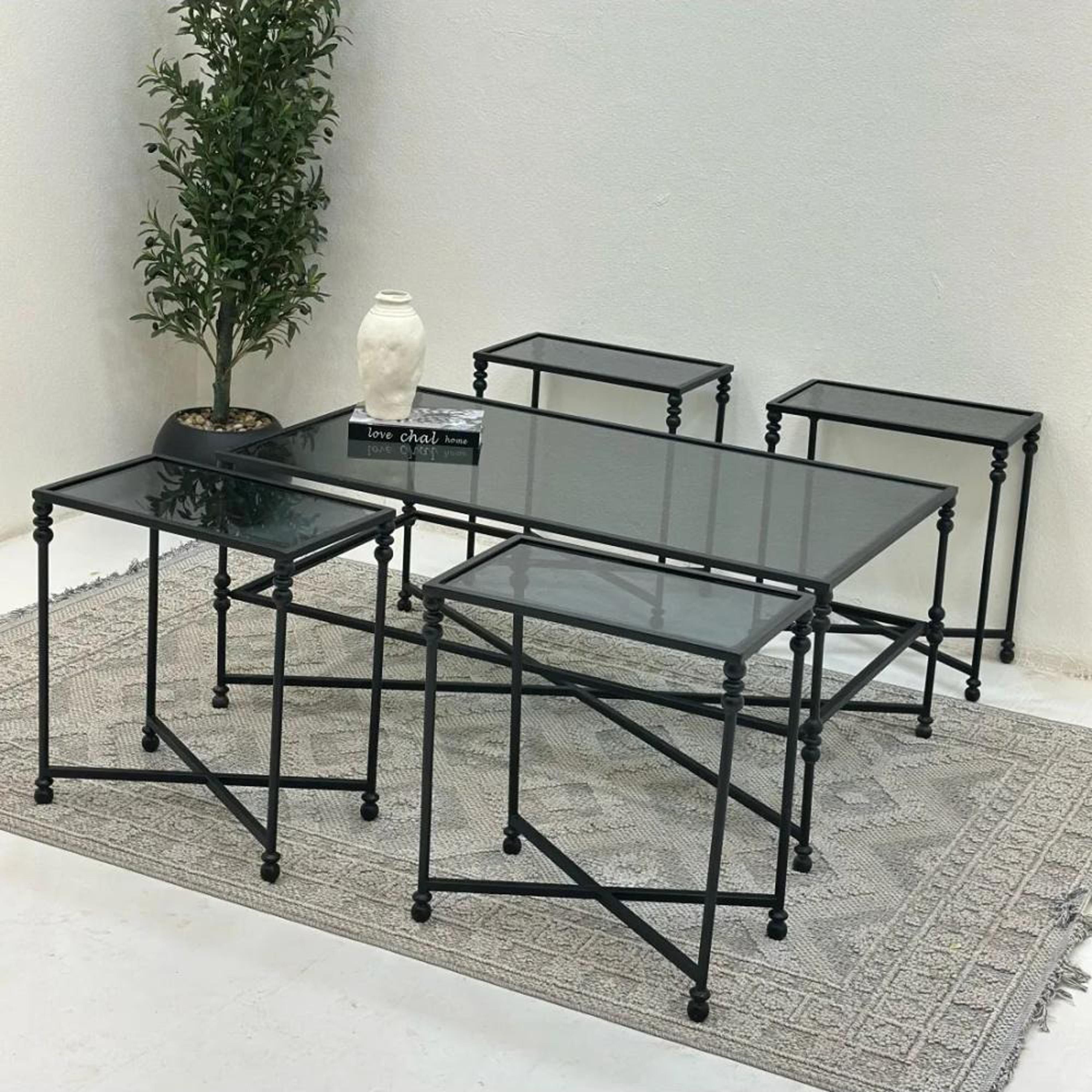 Glass Top 5-Piece Table Set-furniture-livingroom-coffeetables-image-1