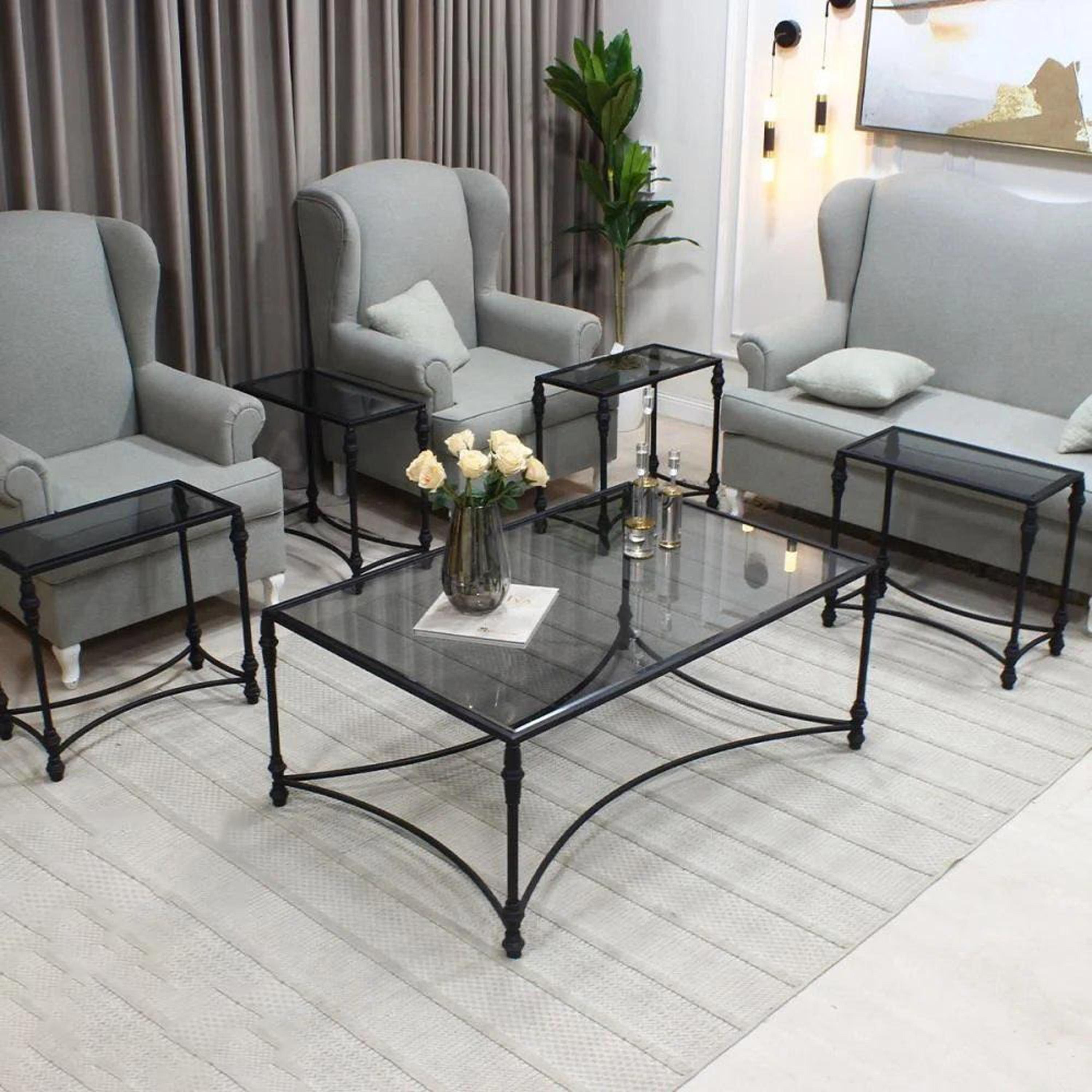 Glass Top 5-Piece Table Set-furniture-livingroom-coffeetables-image-1