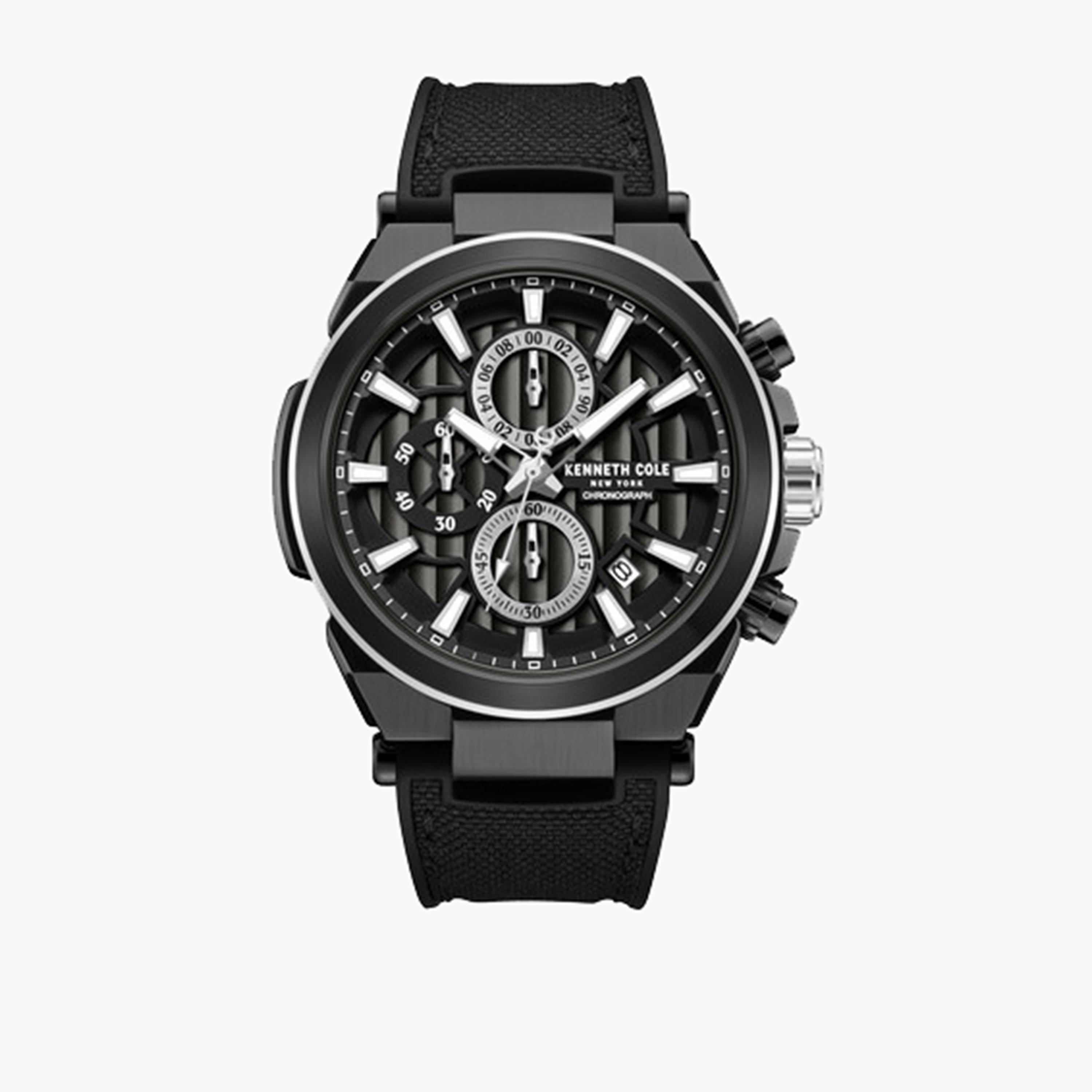 كينيث كول- ساعة كرونوغراف للرجال سوار مزيج نايلون لون أسود 42 مم | KCWGO0065701-men-watchesandjewellery-watches-image-1
