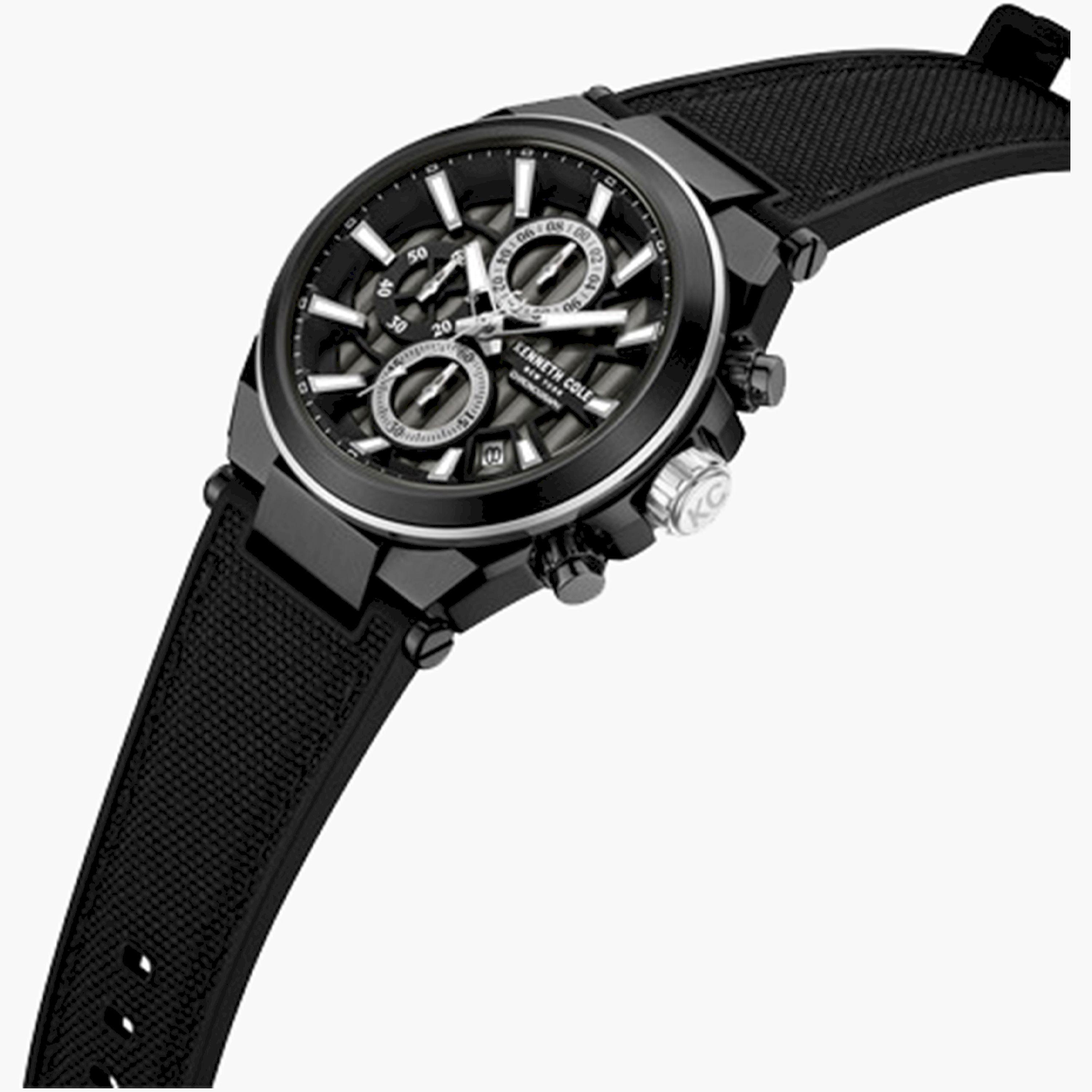 كينيث كول- ساعة كرونوغراف للرجال سوار مزيج نايلون لون أسود 42 مم | KCWGO0065701-men-watchesandjewellery-watches-image-3