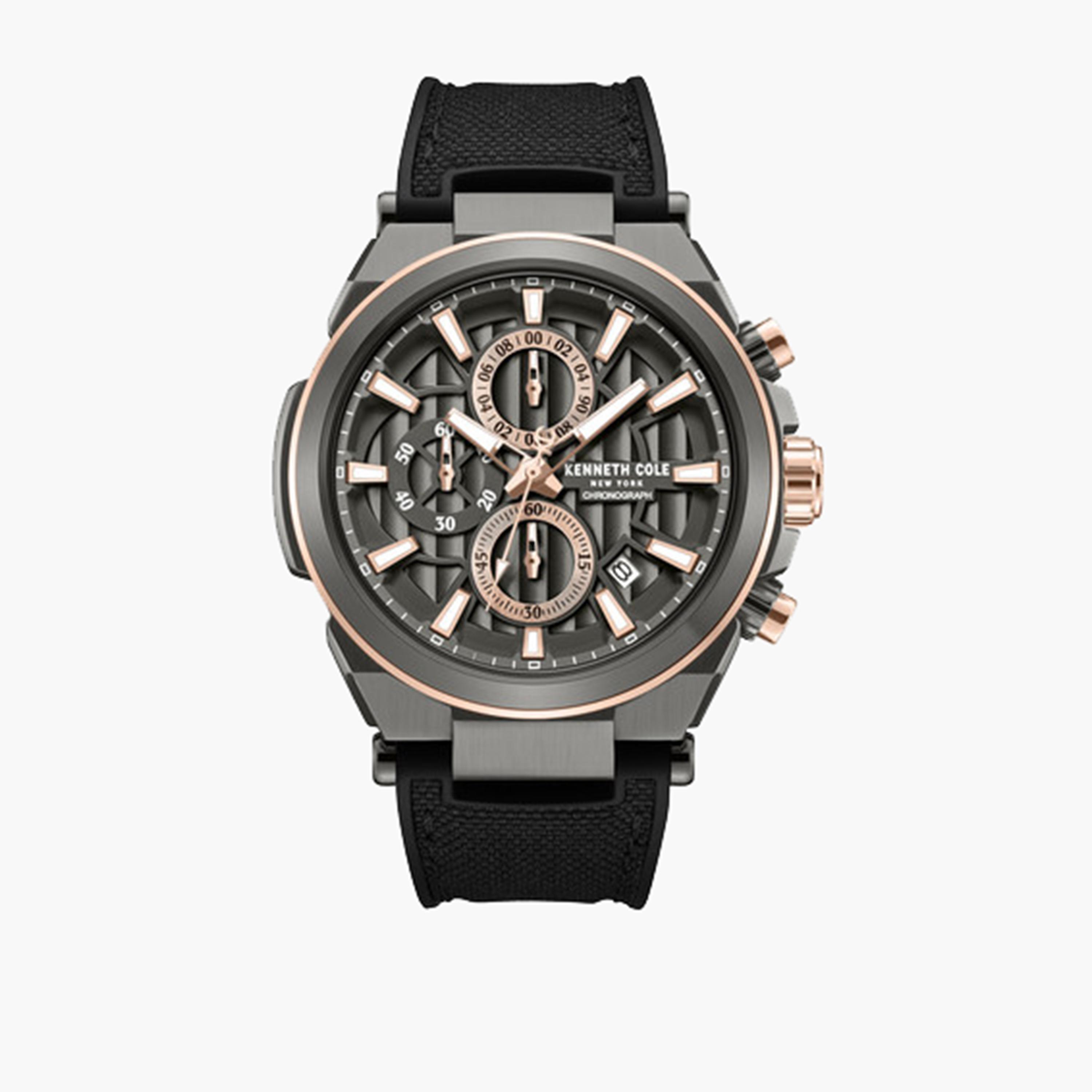 كينيث كول- ساعة كرونوغراف للرجال سوار مزيج نايلون لون أسود 42 مم | KCWGO0065702-men-watchesandjewellery-watches-image-1