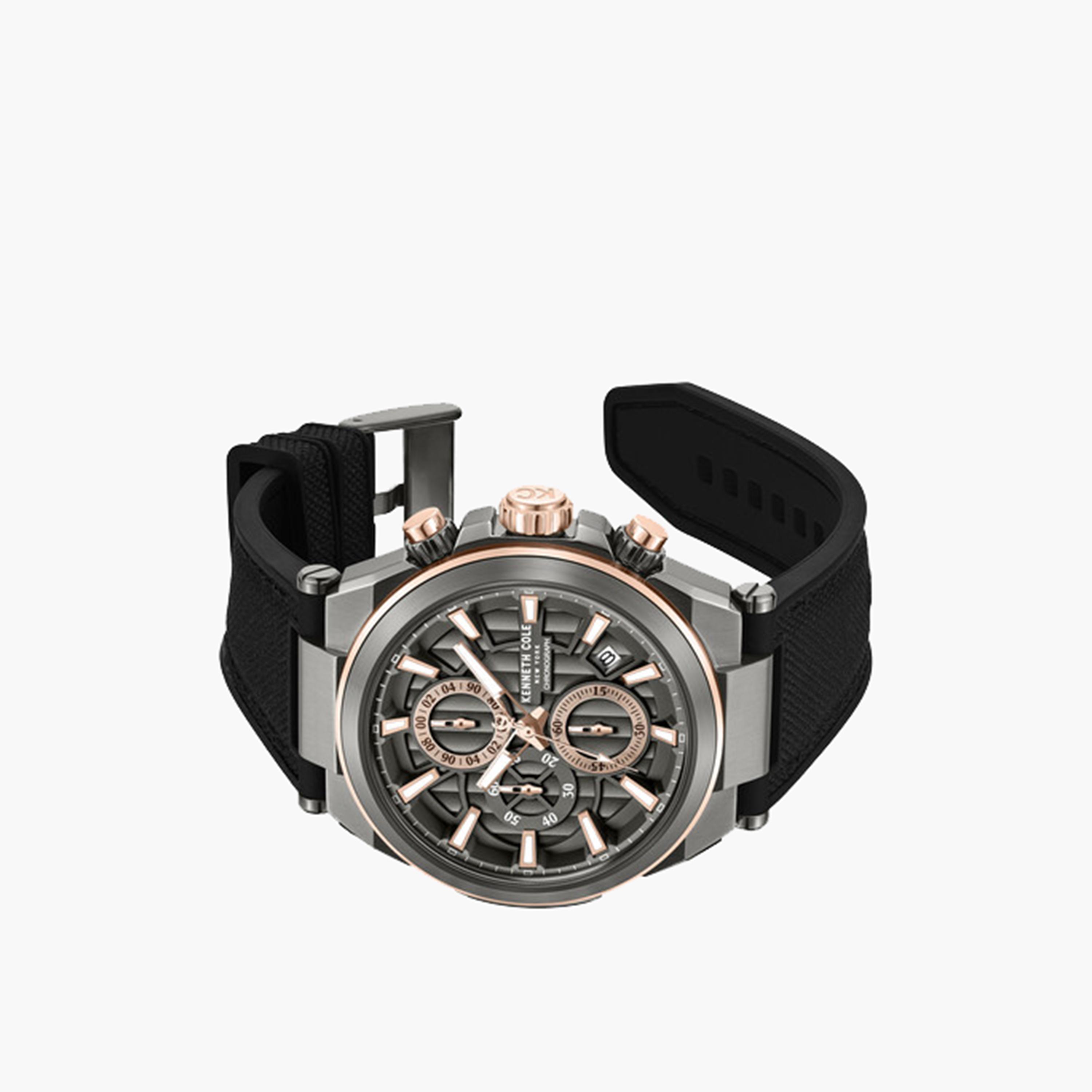 كينيث كول- ساعة كرونوغراف للرجال سوار مزيج نايلون لون أسود 42 مم | KCWGO0065702-men-watchesandjewellery-watches-image-2