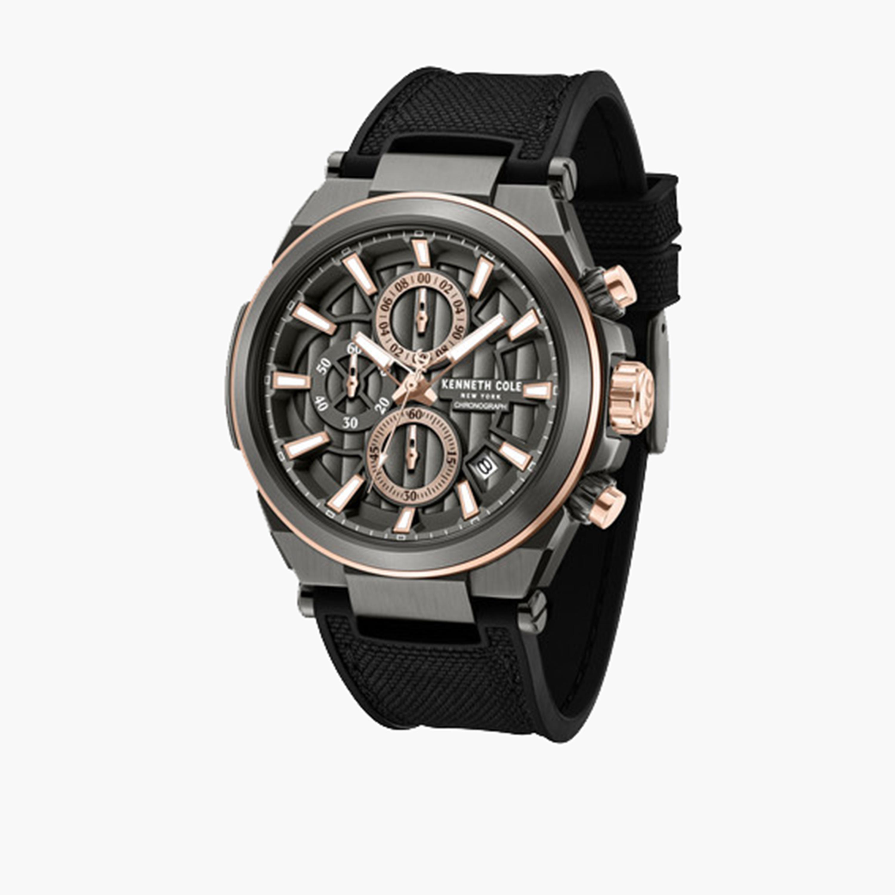 كينيث كول- ساعة كرونوغراف للرجال سوار مزيج نايلون لون أسود 42 مم | KCWGO0065702-men-watchesandjewellery-watches-image-4