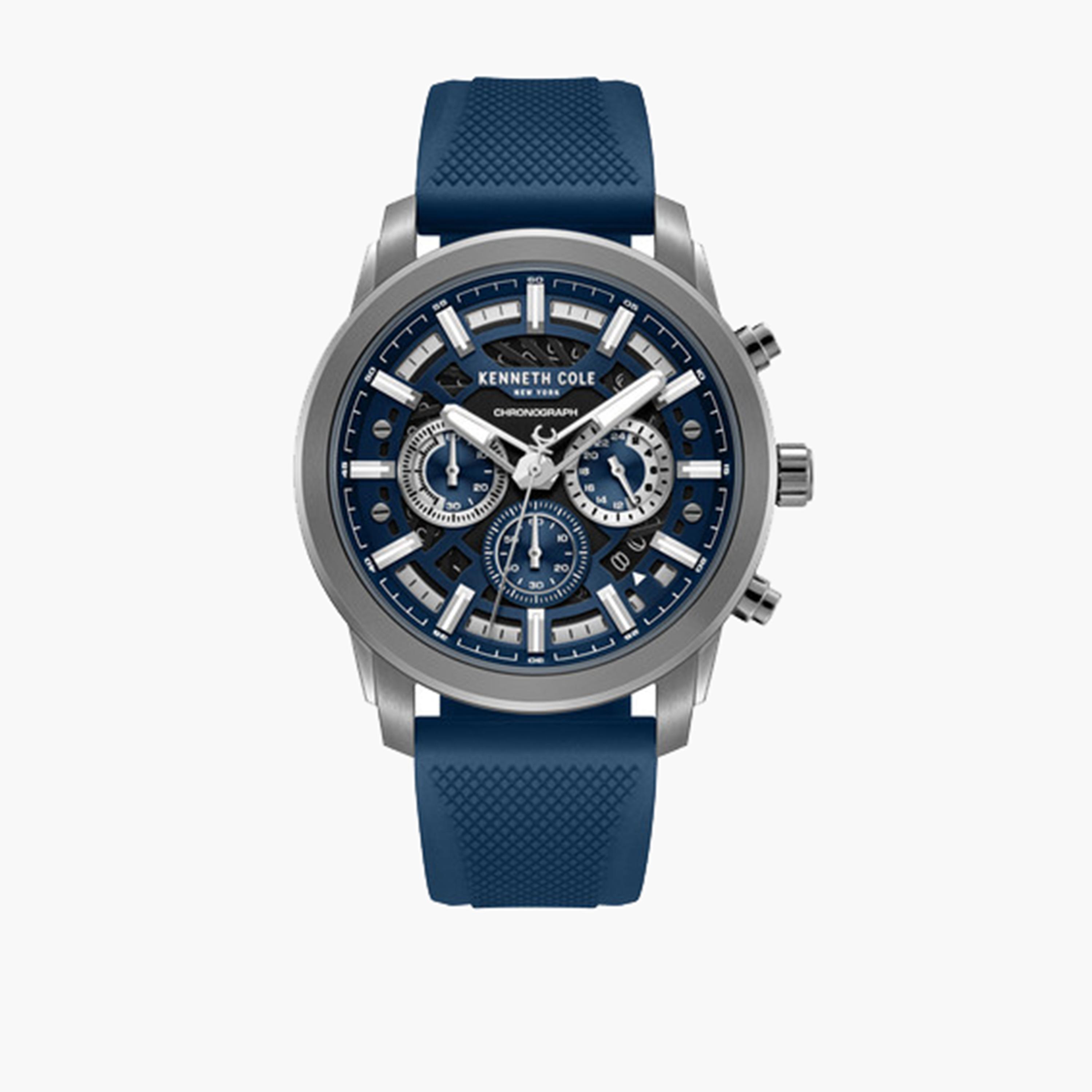 Kenneth Cole Men's 44MM Blue Chronograph Silicone Strap Watch | KCWGO0067701-men-watchesandjewellery-watches-image-1