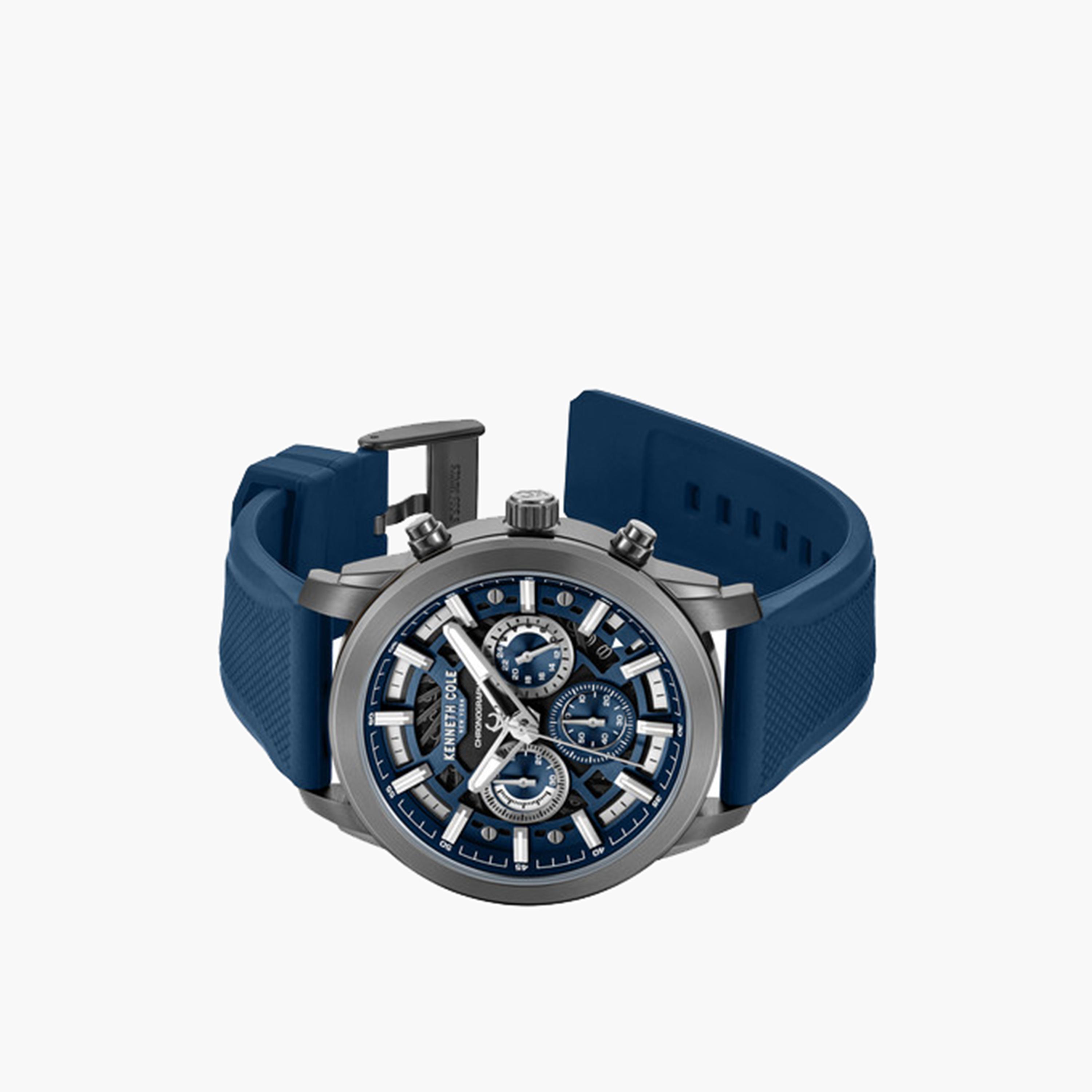 Kenneth Cole Men's 44MM Blue Chronograph Silicone Strap Watch | KCWGO0067701-men-watchesandjewellery-watches-image-2