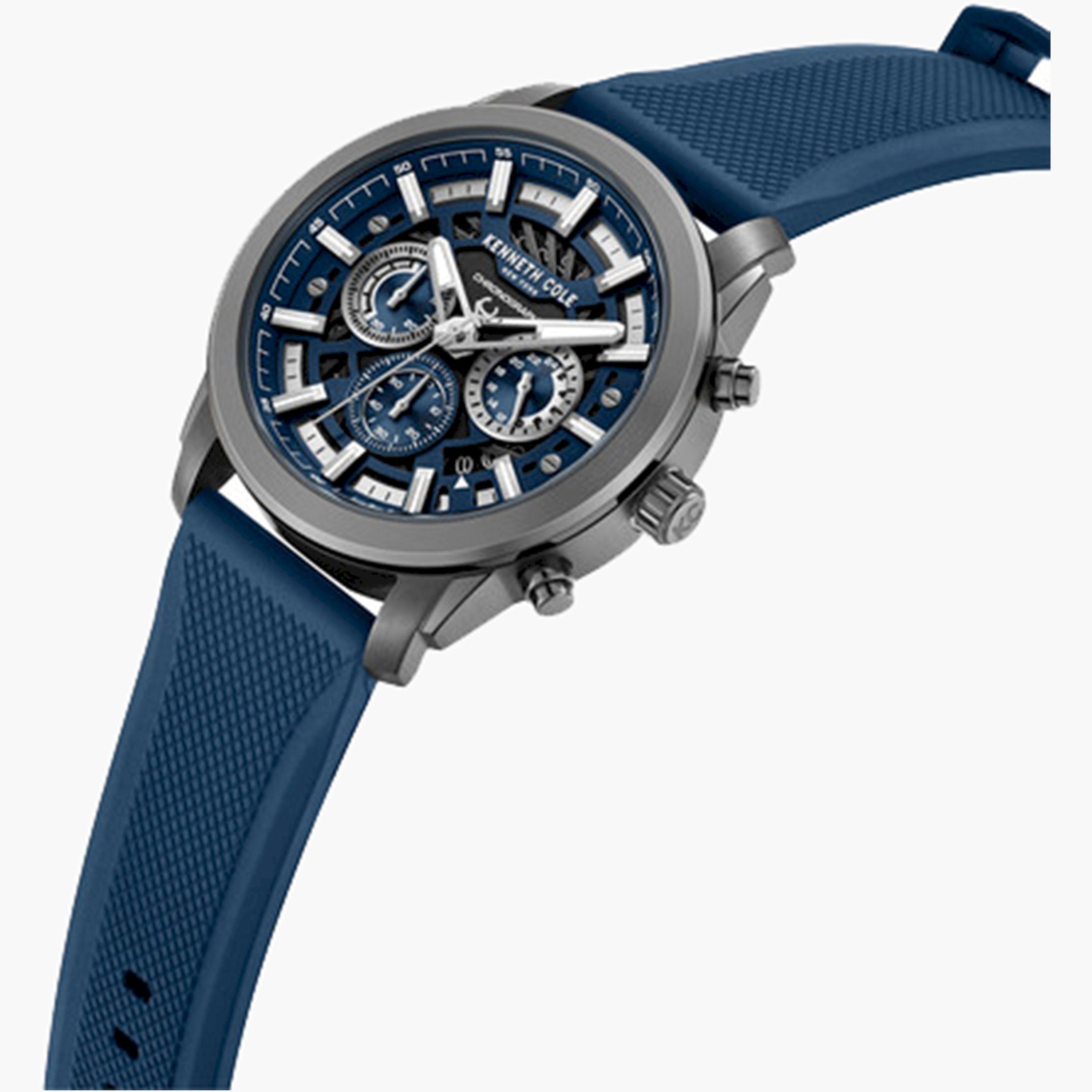 Kenneth Cole Men's 44MM Blue Chronograph Silicone Strap Watch | KCWGO0067701-men-watchesandjewellery-watches-image-3