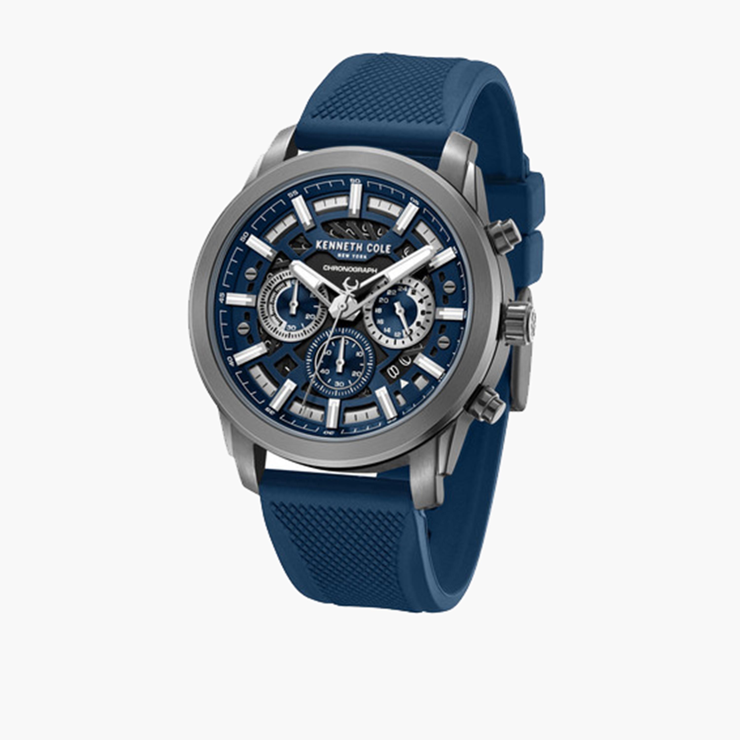 Kenneth Cole Men's 44MM Blue Chronograph Silicone Strap Watch | KCWGO0067701-men-watchesandjewellery-watches-image-4