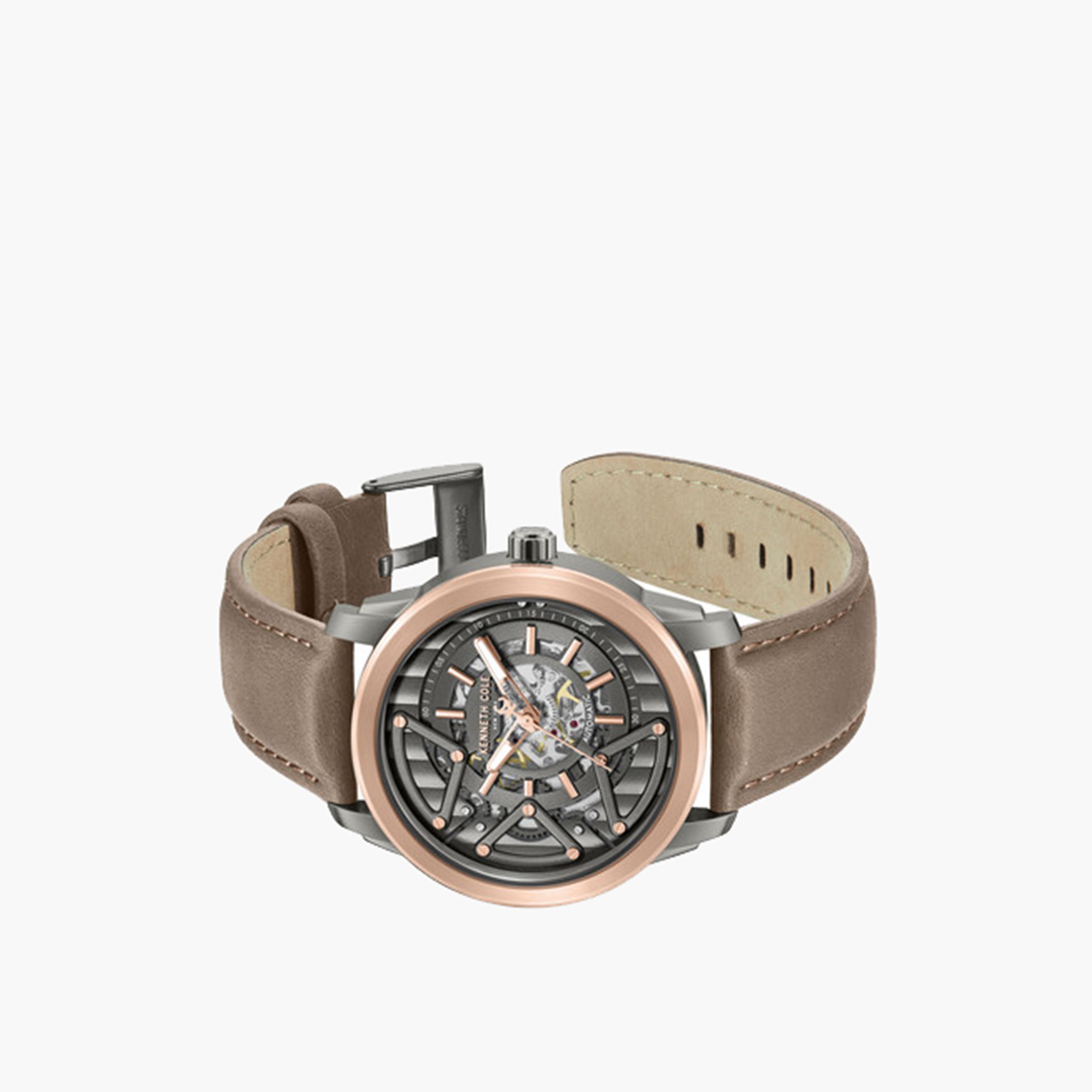 Kenneth Cole Men's 44MM Brown Automatic Leather Strap Watch | KCWGX0064902-men-watchesandjewellery-watches-image-2