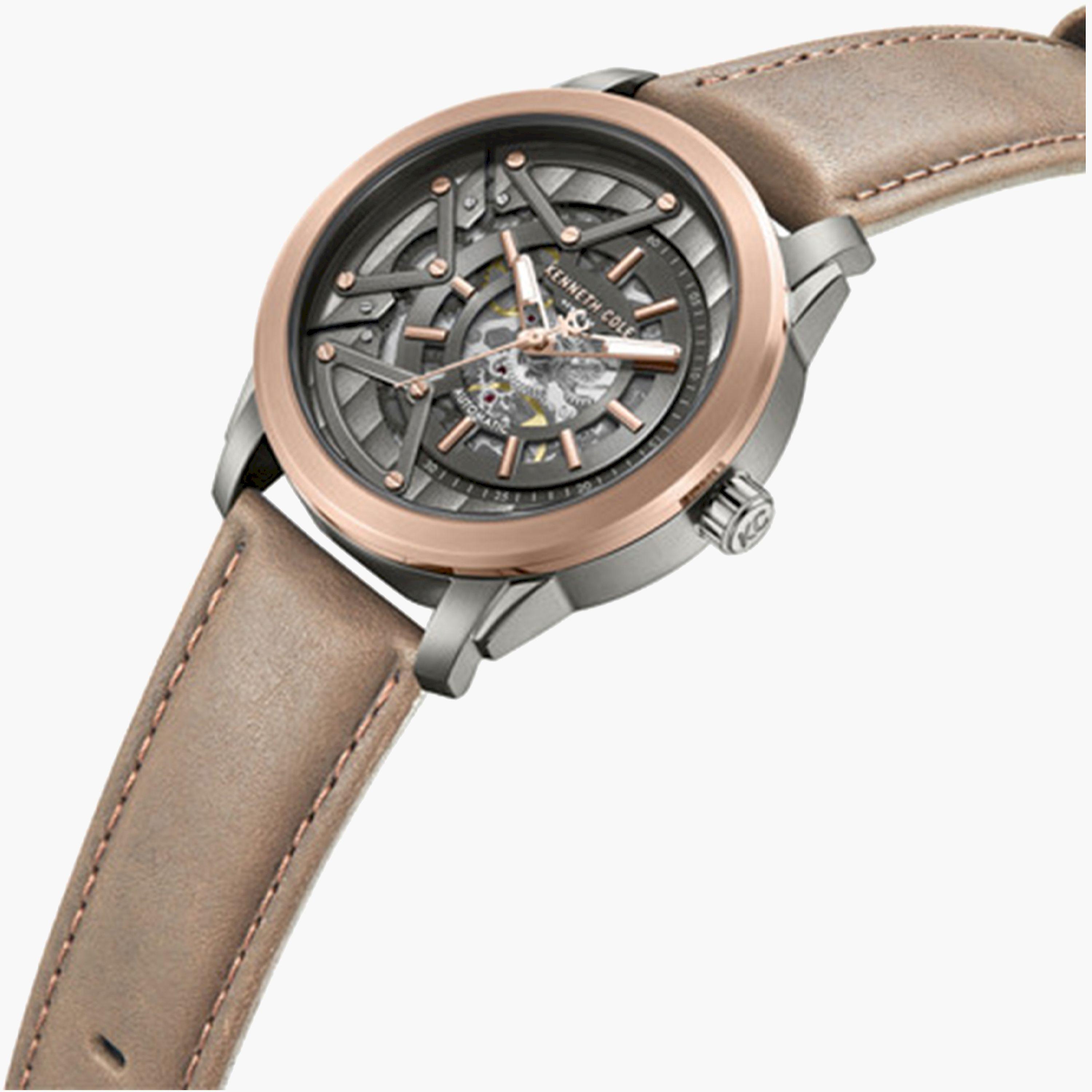 Kenneth Cole Men's 44MM Brown Automatic Leather Strap Watch | KCWGX0064902-men-watchesandjewellery-watches-image-3