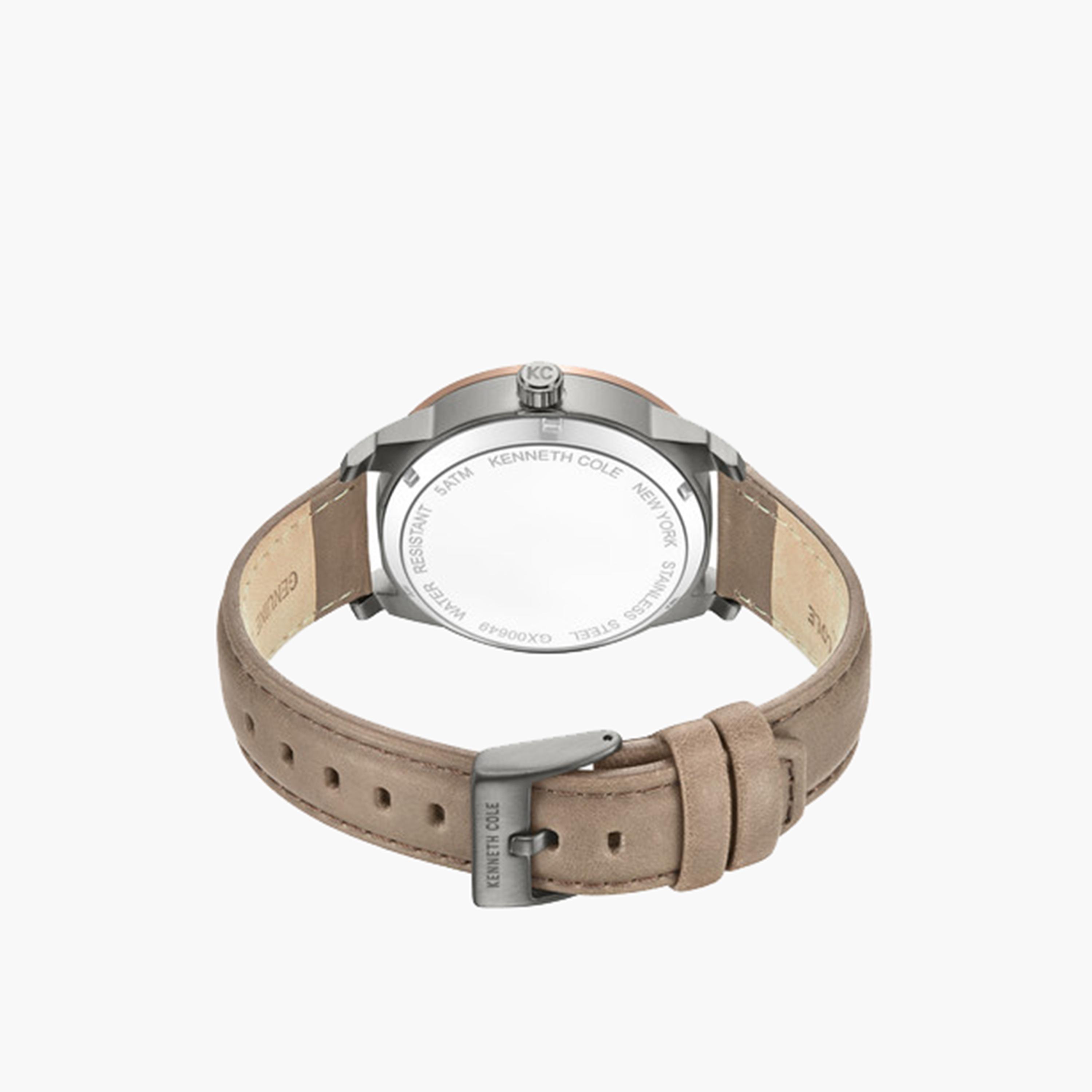 Kenneth Cole Men's 44MM Brown Automatic Leather Strap Watch | KCWGX0064902-men-watchesandjewellery-watches-image-5